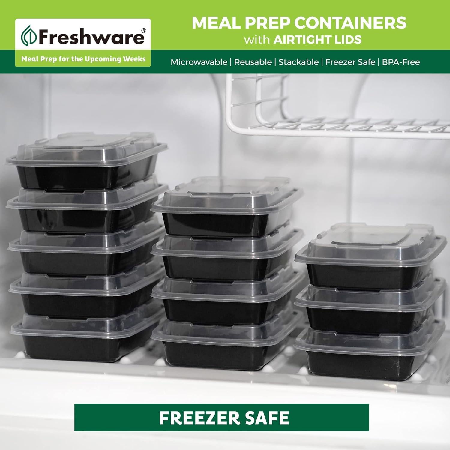 Contenedores de Preparación de Comidas Freshware 15 Piezas 800ml