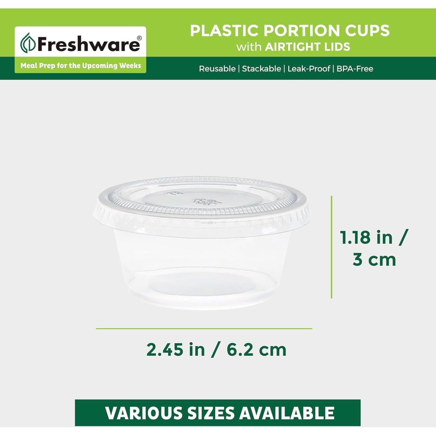Tazas de Porción de Plástico Freshware 2 oz - 100 Juegos