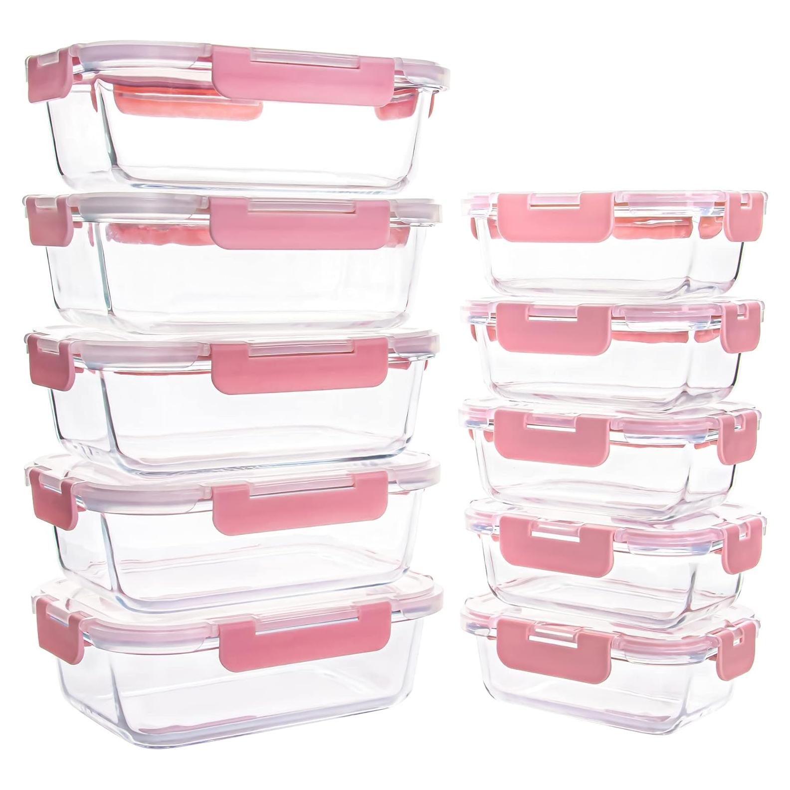 Paquete de 10 Contenedores de Almacenamiento de Vidrio YARYOUNG