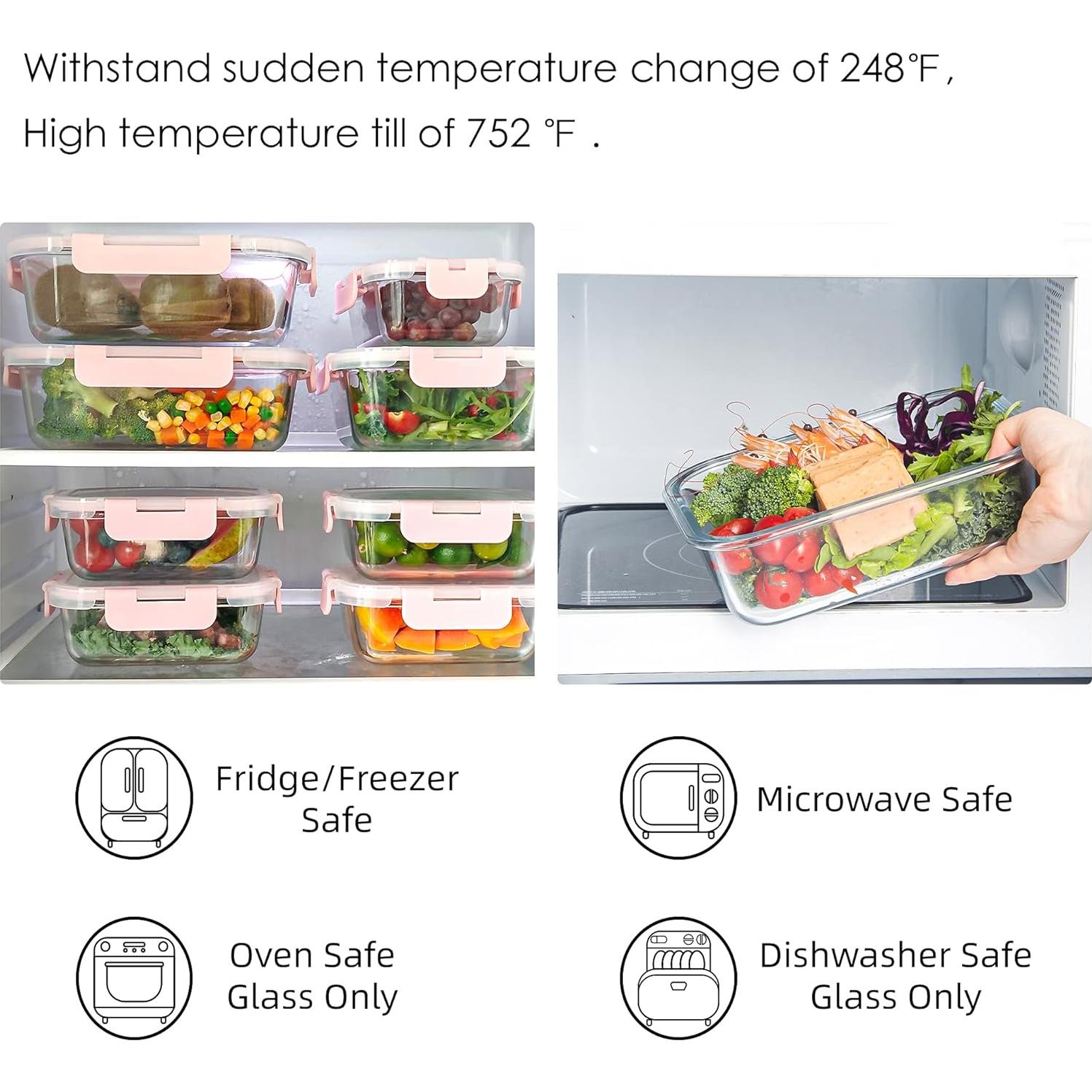 Paquete de 10 Contenedores de Almacenamiento de Vidrio YARYOUNG