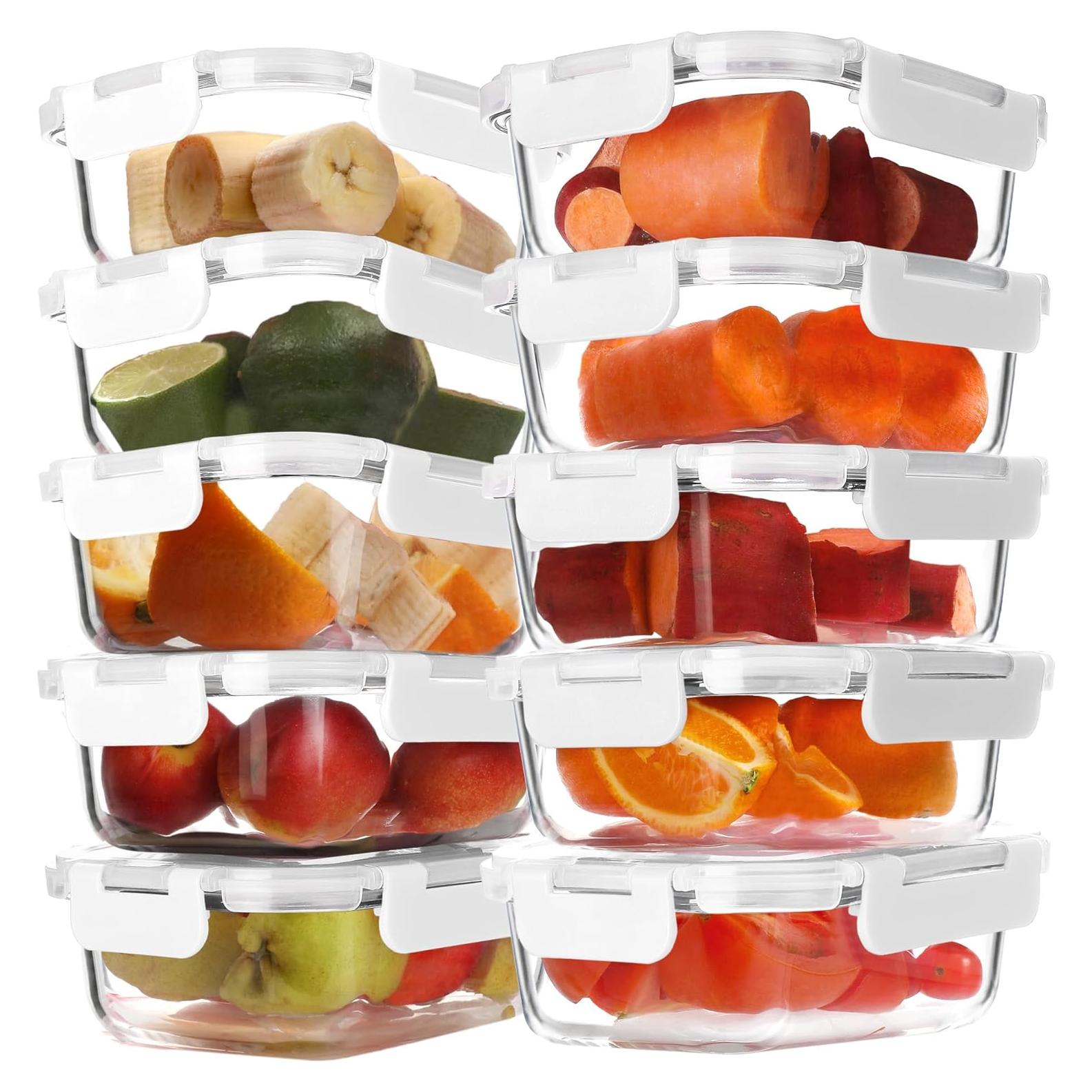 BAYZZ 10 Envases de Vidrio 650 ml con Tapas Herméticas Blancos