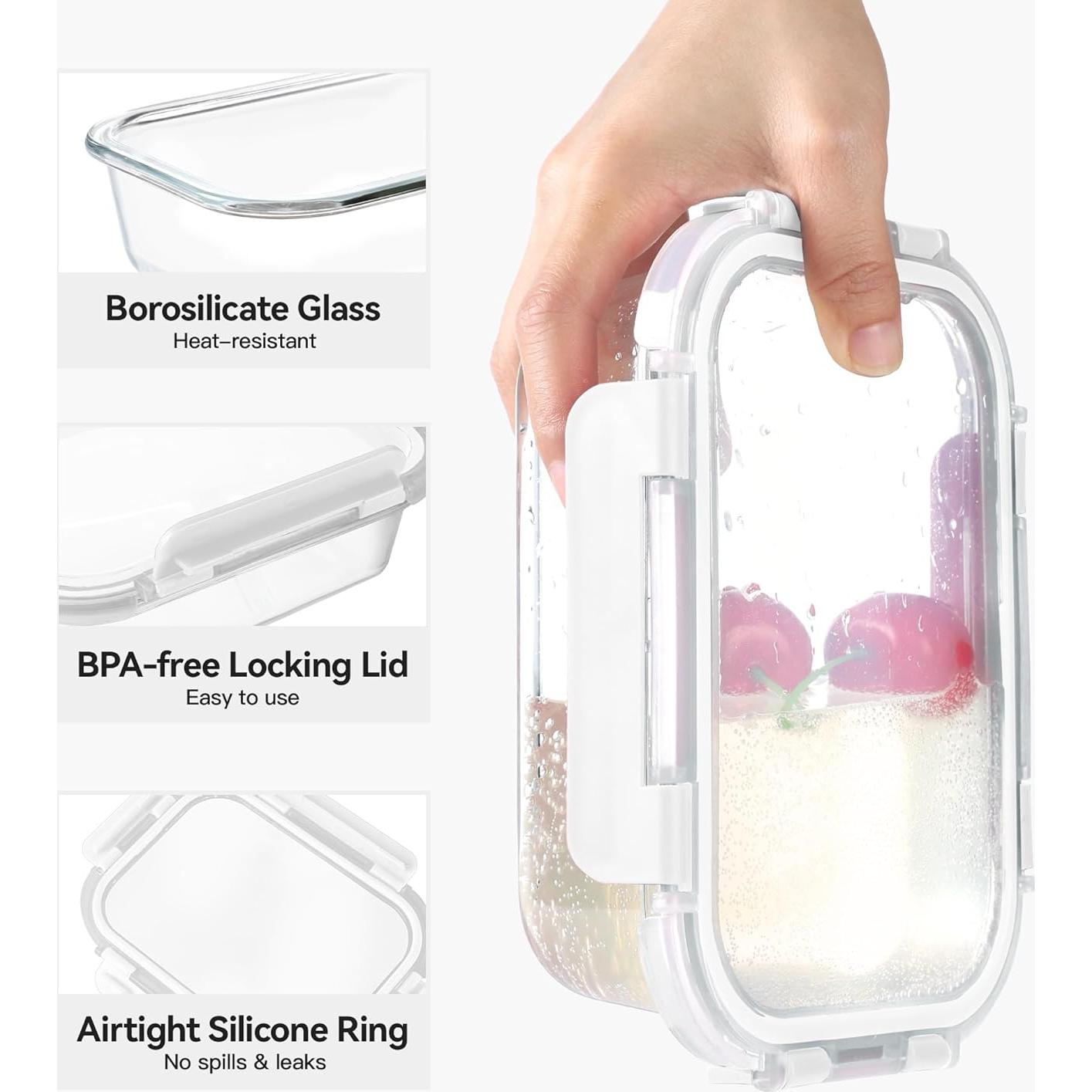 BAYZZ 10 Envases de Vidrio 650 ml con Tapas Herméticas Blancos