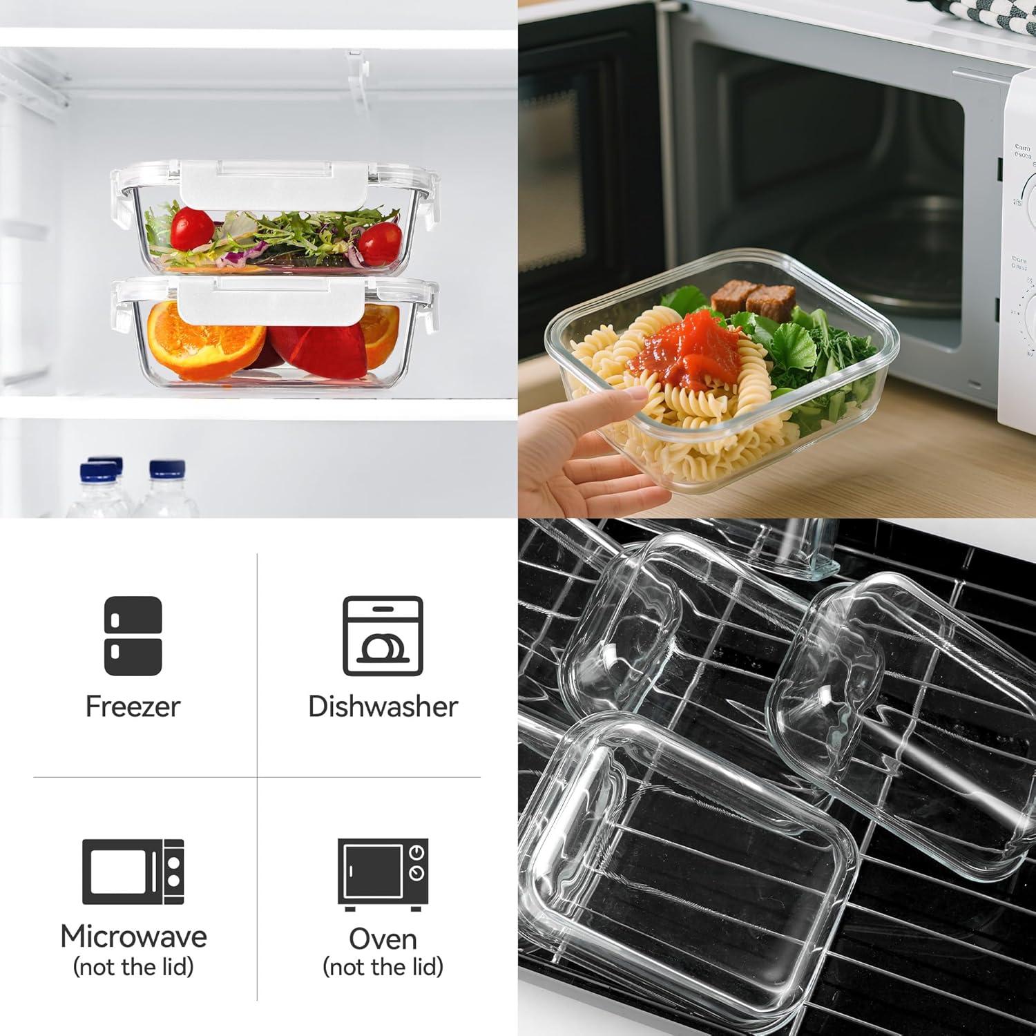 BAYZZ 10 Envases de Vidrio 650 ml con Tapas Herméticas Blancos