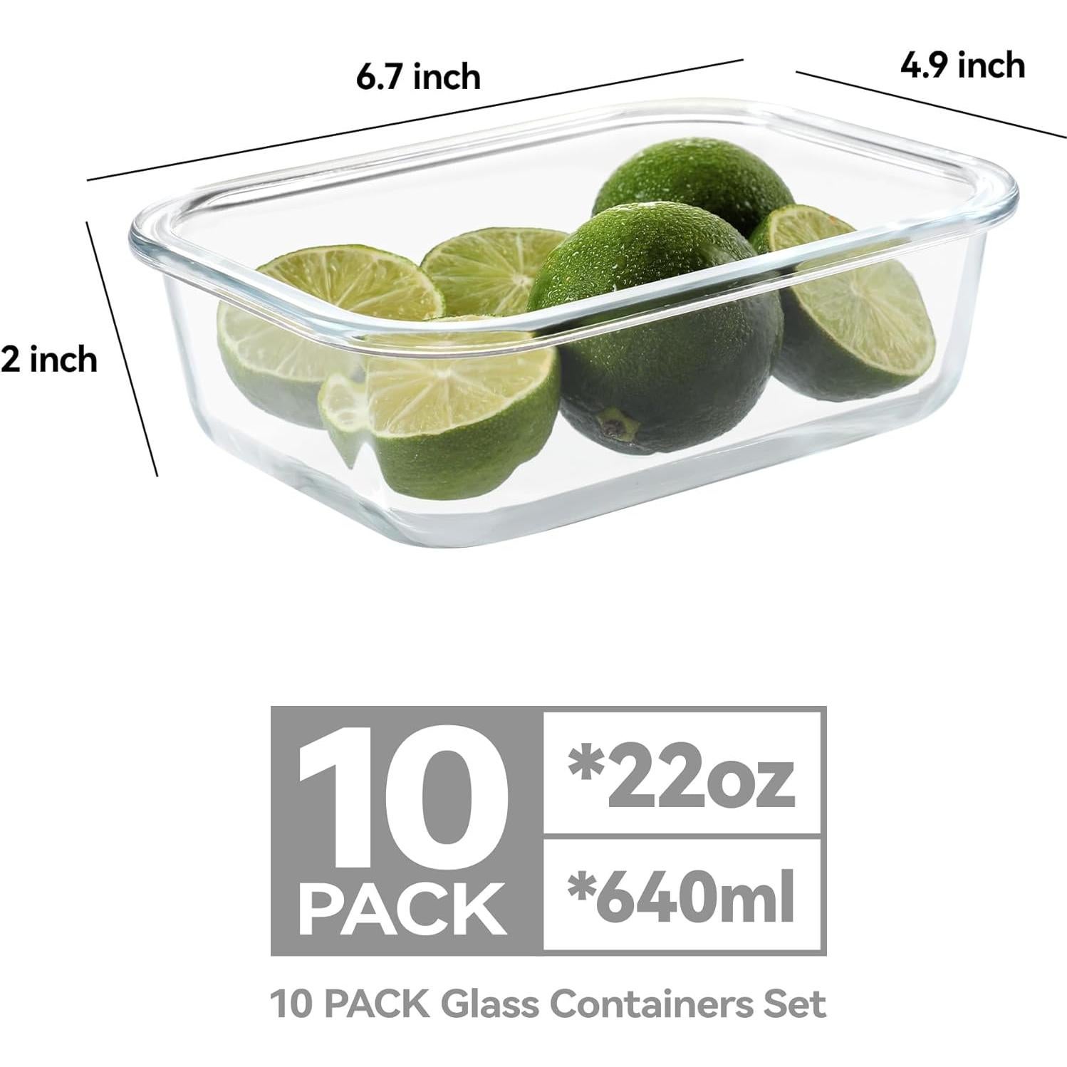 BAYZZ 10 Envases de Vidrio 650 ml con Tapas Herméticas Blancos