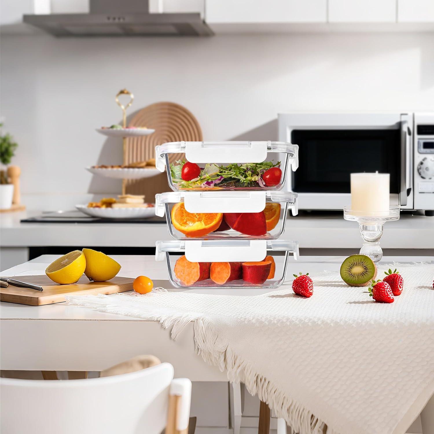 BAYZZ 10 Envases de Vidrio 650 ml con Tapas Herméticas Blancos