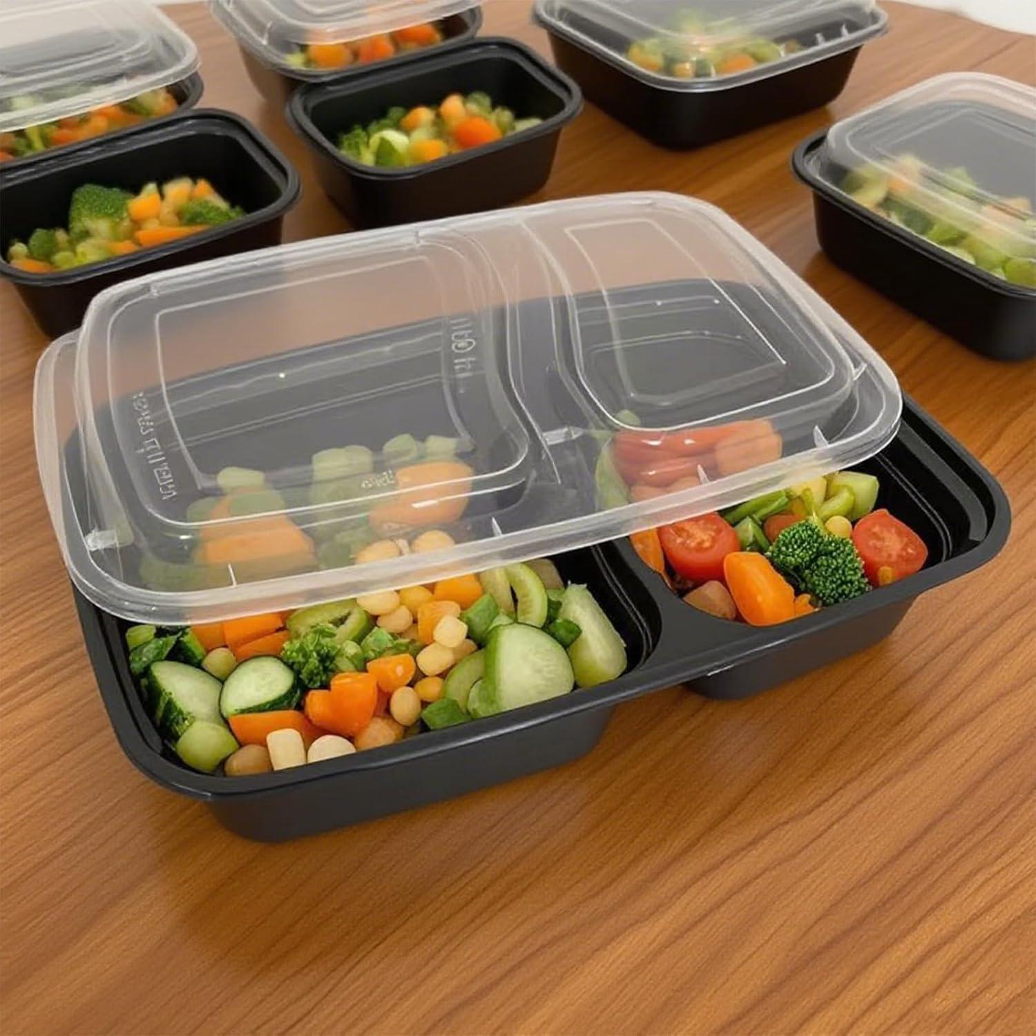 60 Contenedores Desechables de Comida 28 oz 2 Compartimentos