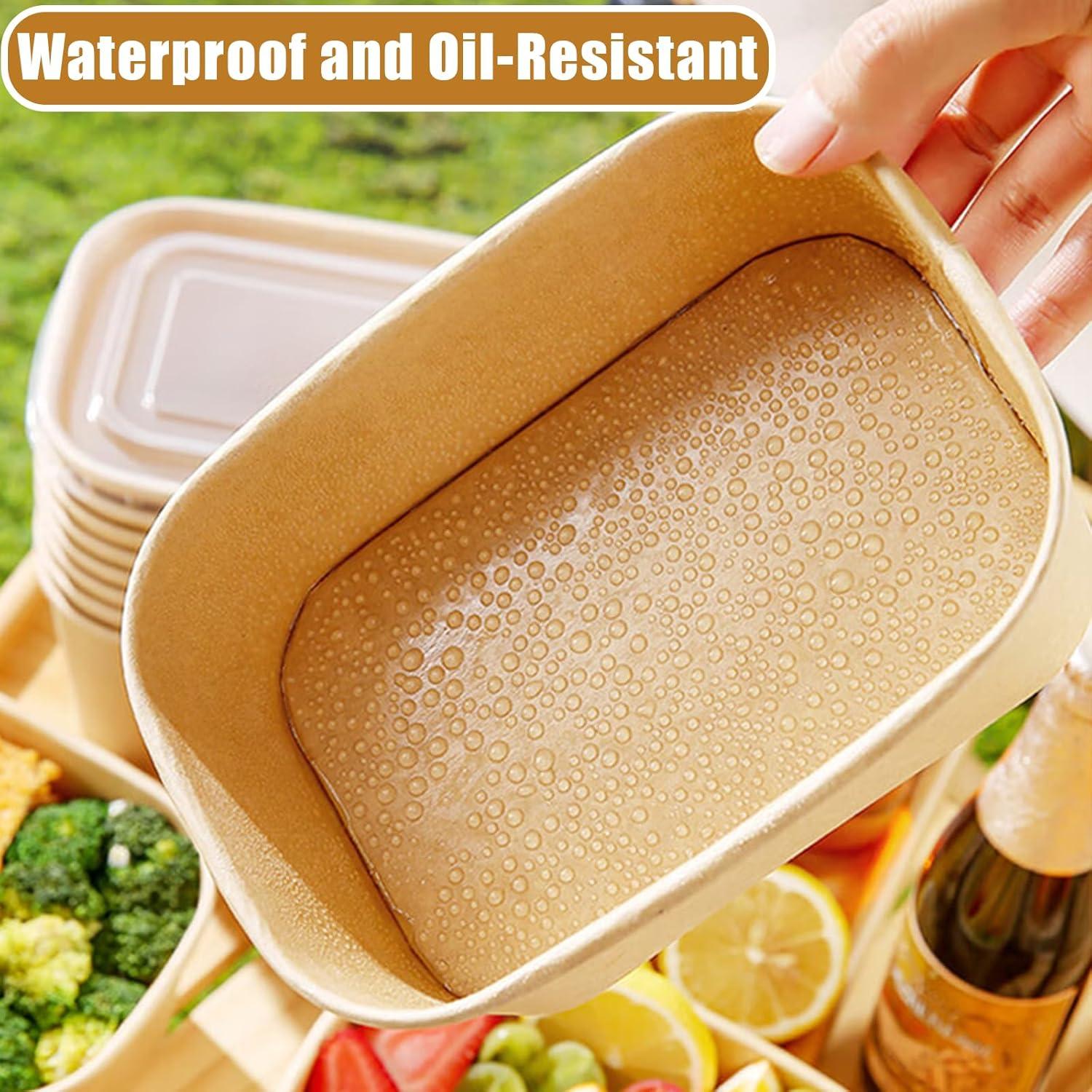 Paquete de 50 Cuencos Rectangulares FISDEN 0.95 L con Tapas