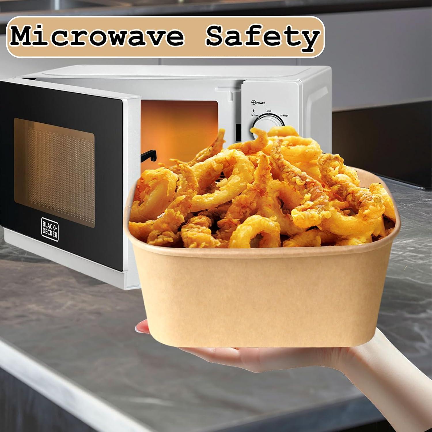 Paquete de 50 Cuencos Rectangulares FISDEN 0.95 L con Tapas