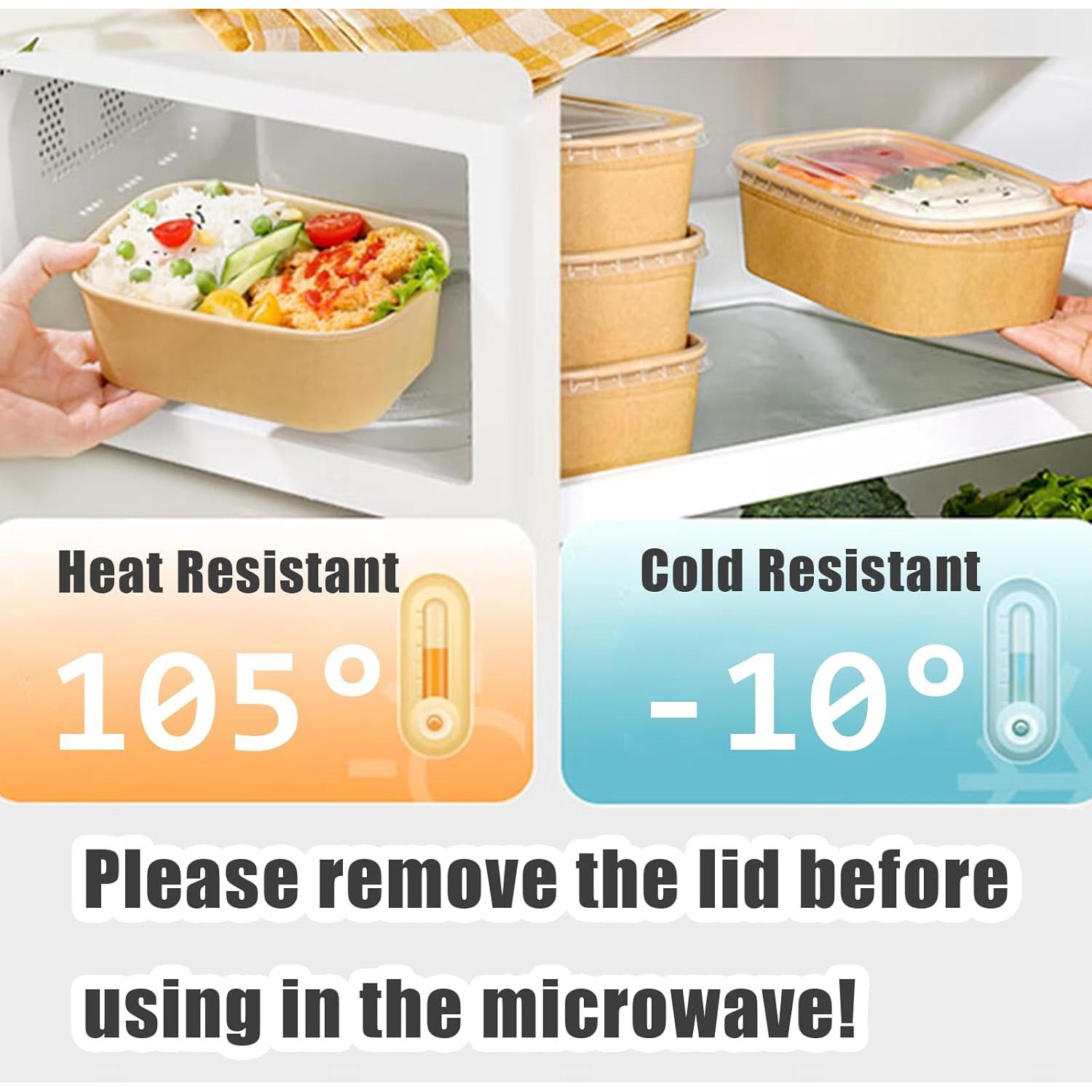 Paquete de 50 Cuencos Rectangulares FISDEN 0.95 L con Tapas