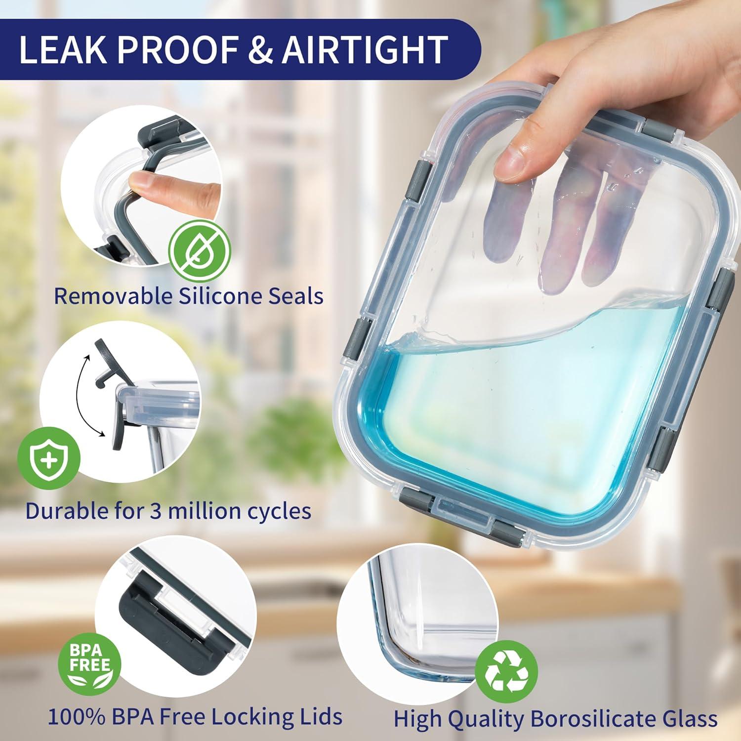 Contenedores de Almacenamiento de Vidrio MFY 10-Pack 1.02L y 0.38L