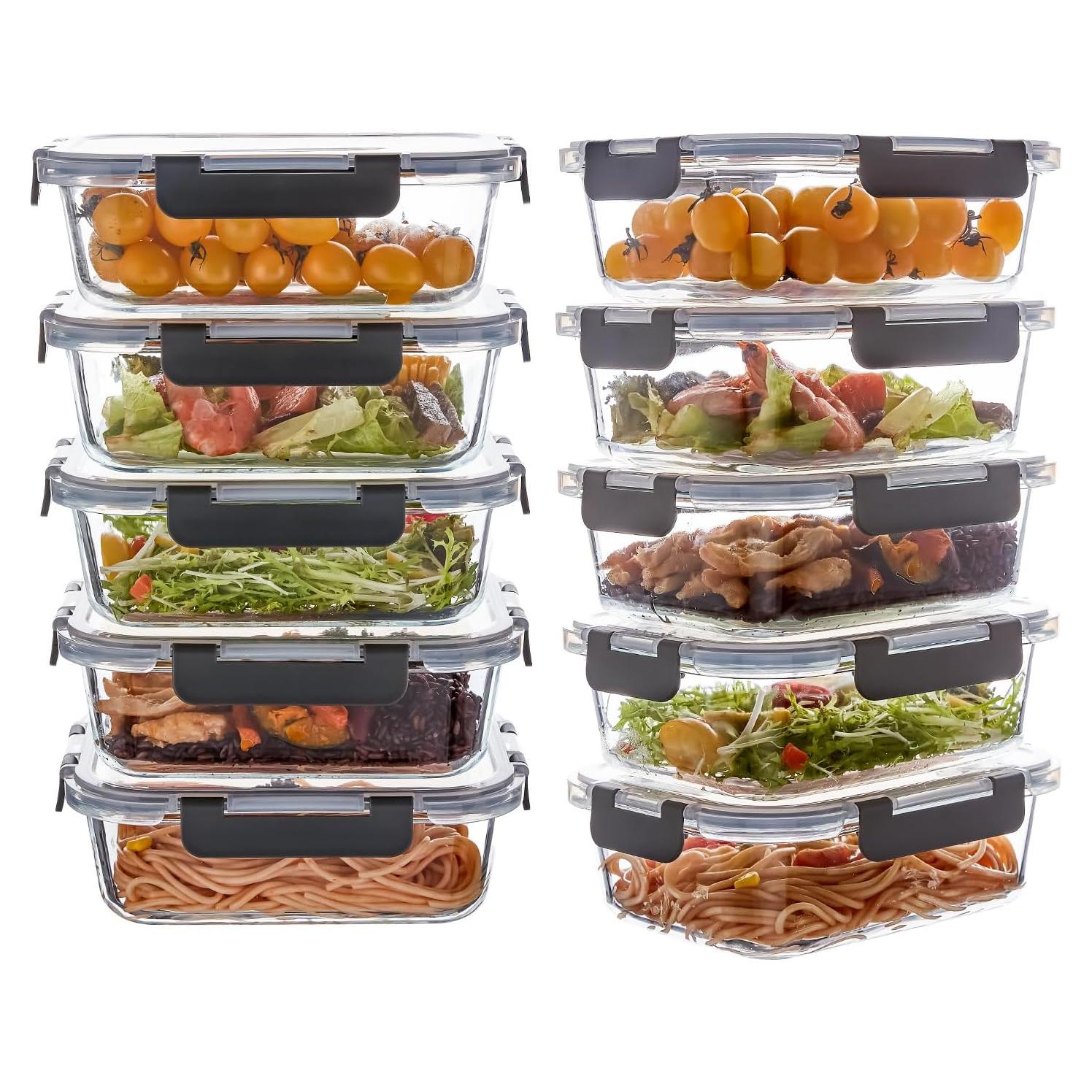 Paquete de 10 Contenedores de Vidrio Cilock 650 ml con Tapas