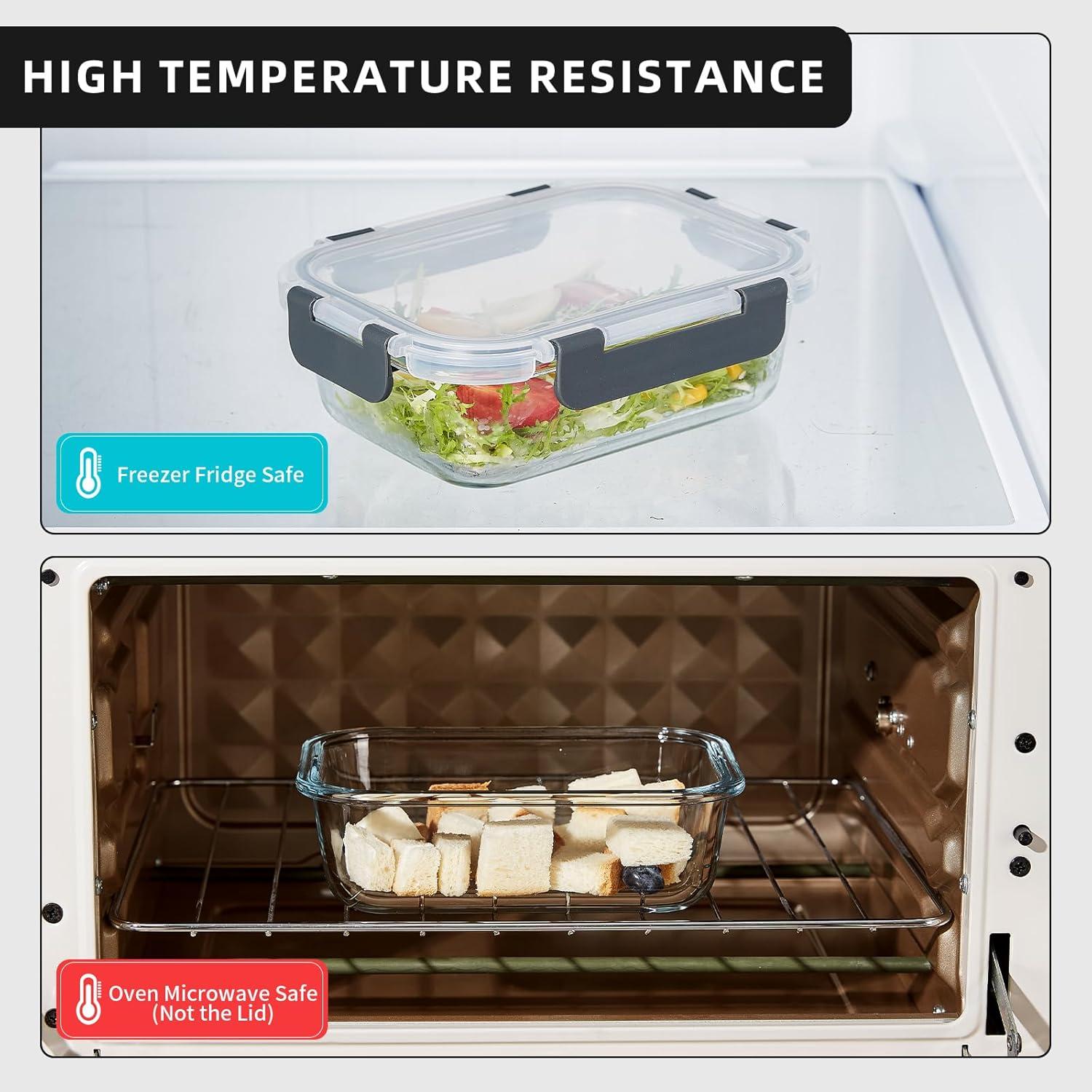 Paquete de 10 Contenedores de Vidrio Cilock 650 ml con Tapas