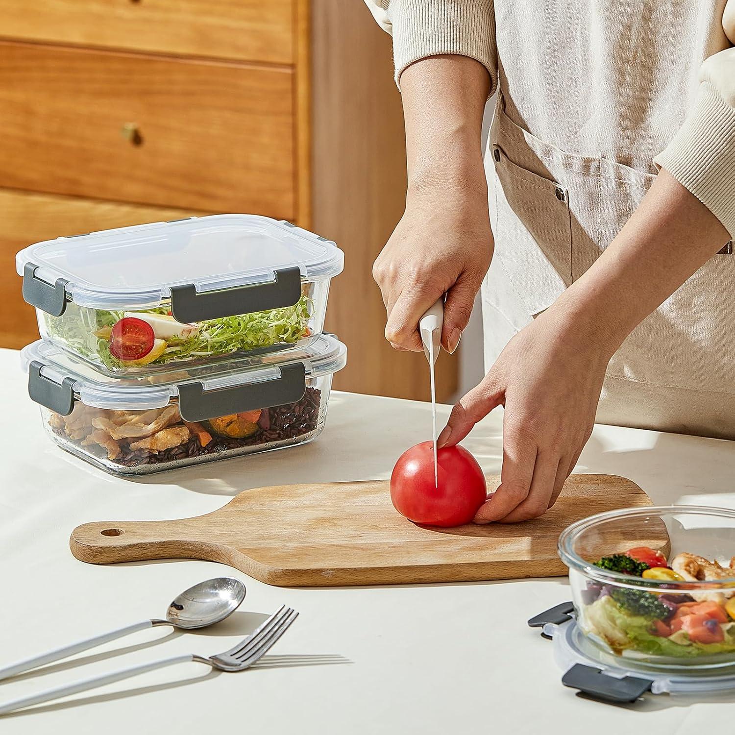 Paquete de 10 Contenedores de Vidrio Cilock 650 ml con Tapas