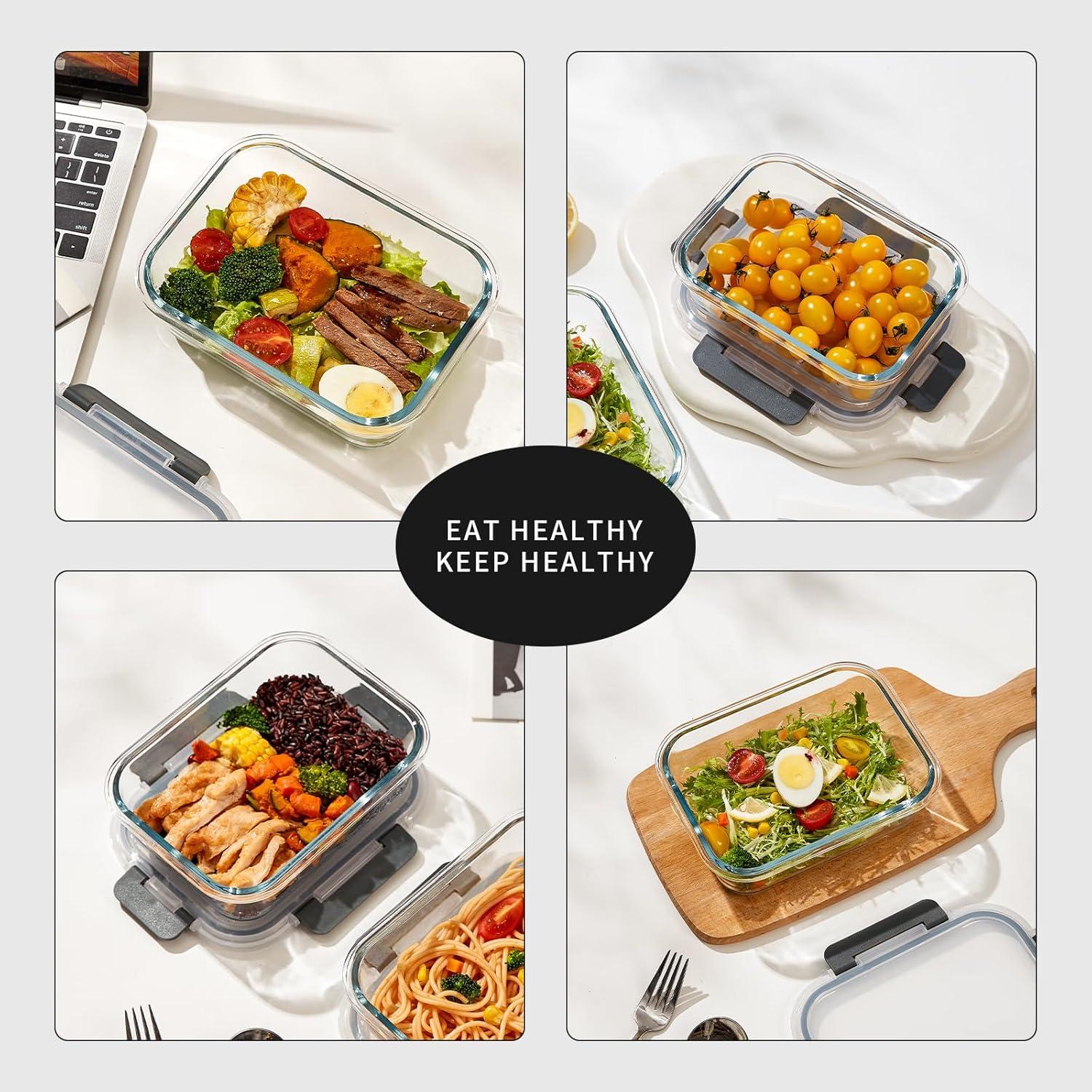 Paquete de 10 Contenedores de Vidrio Cilock 650 ml con Tapas