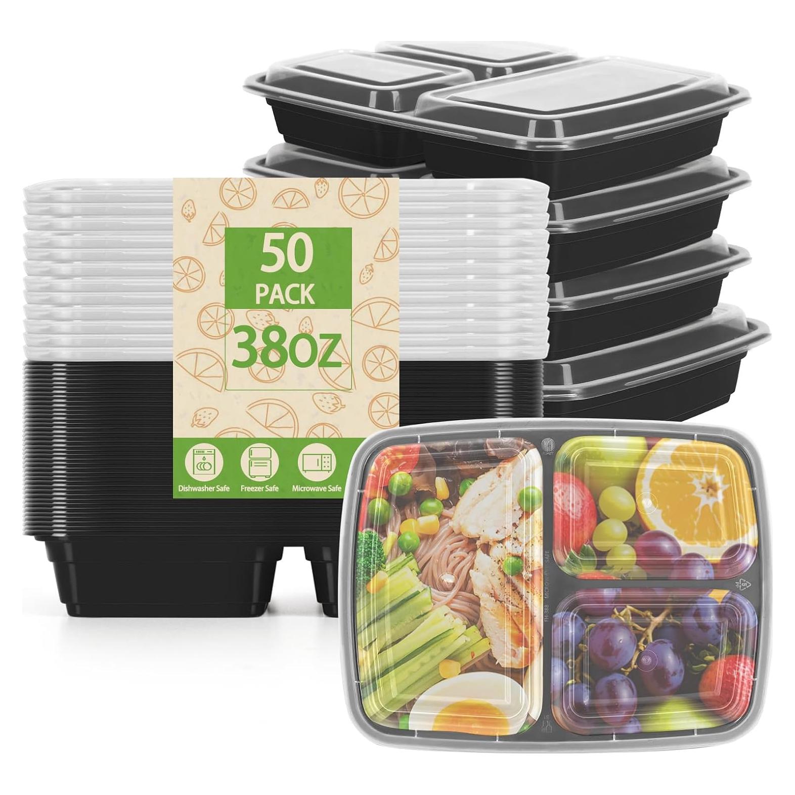 Paquete de 50 Contenedores KANEODOT 1.1 L 3 Compartimentos