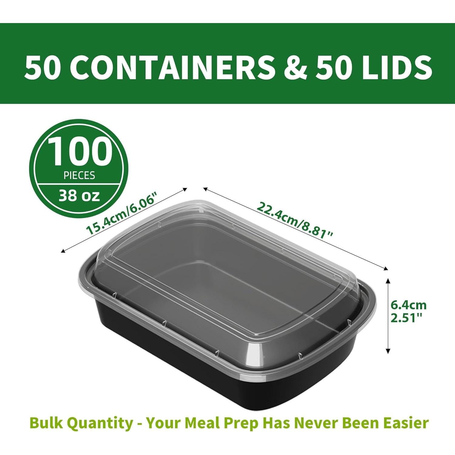 Contenedores de Comida Desechables APSIC 50 Piezas 1.09kg