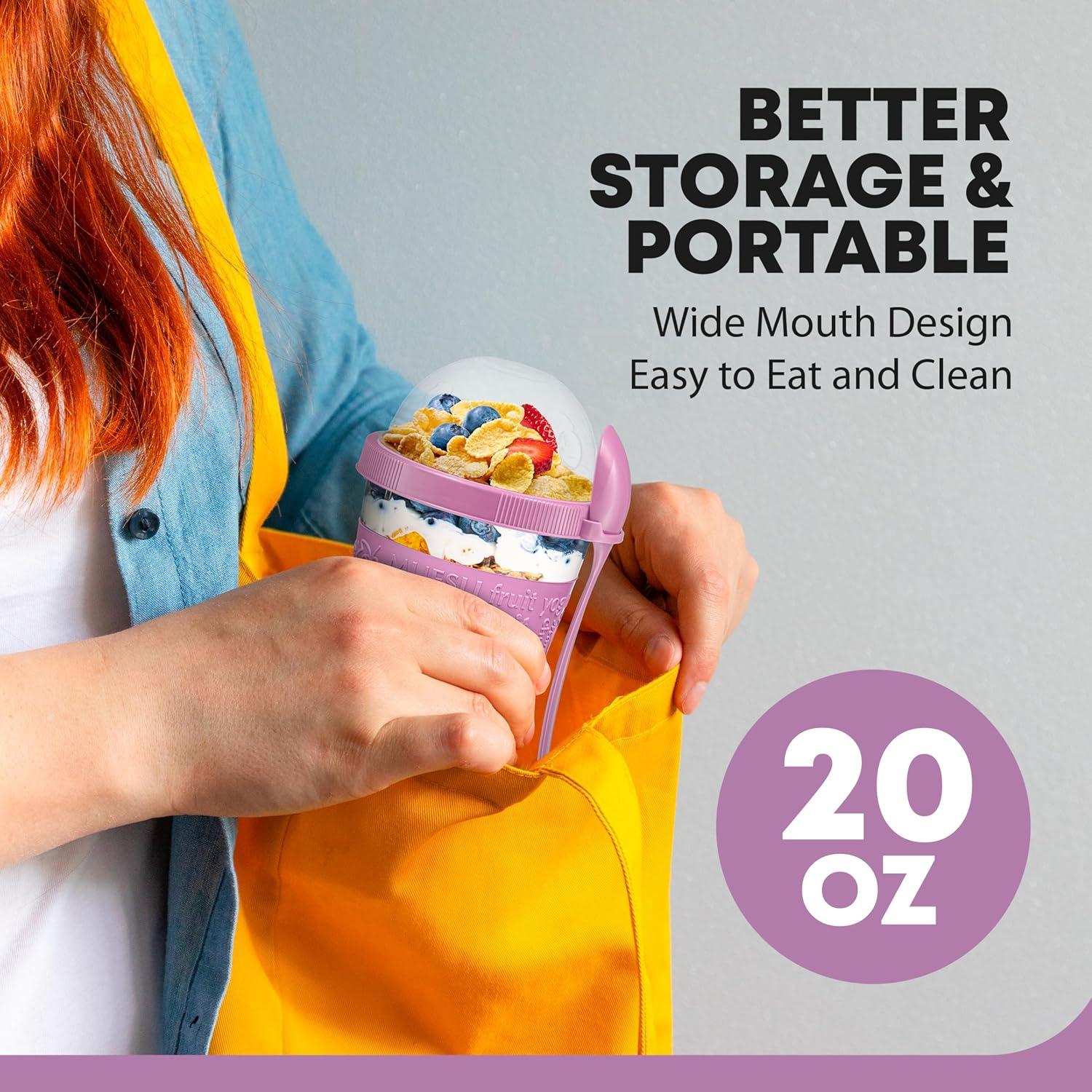 Tazas de Yogur Parfait Tribello 4 Pack 20oz Reutilizables