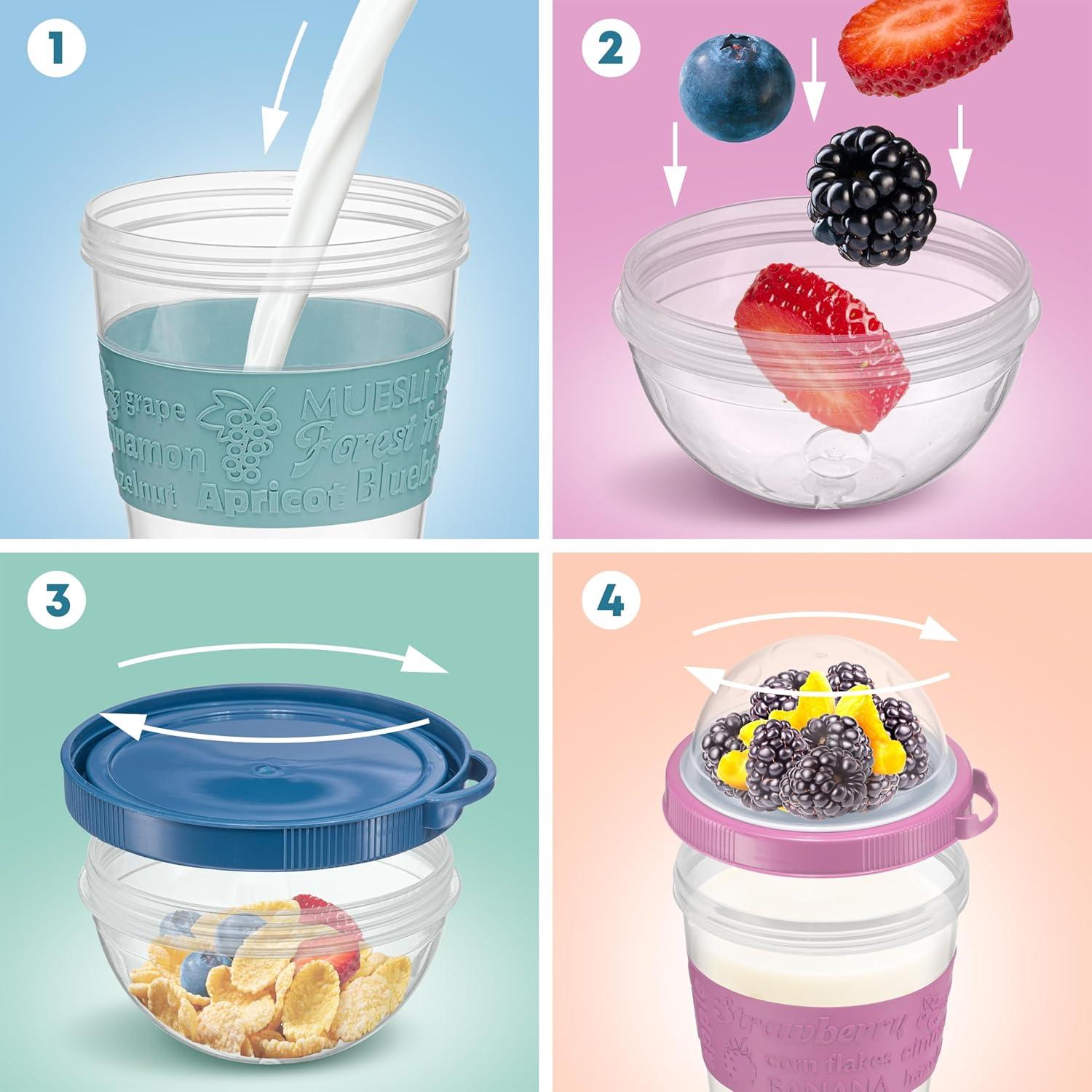 Tazas de Yogur Parfait Tribello 4 Pack 20oz Reutilizables