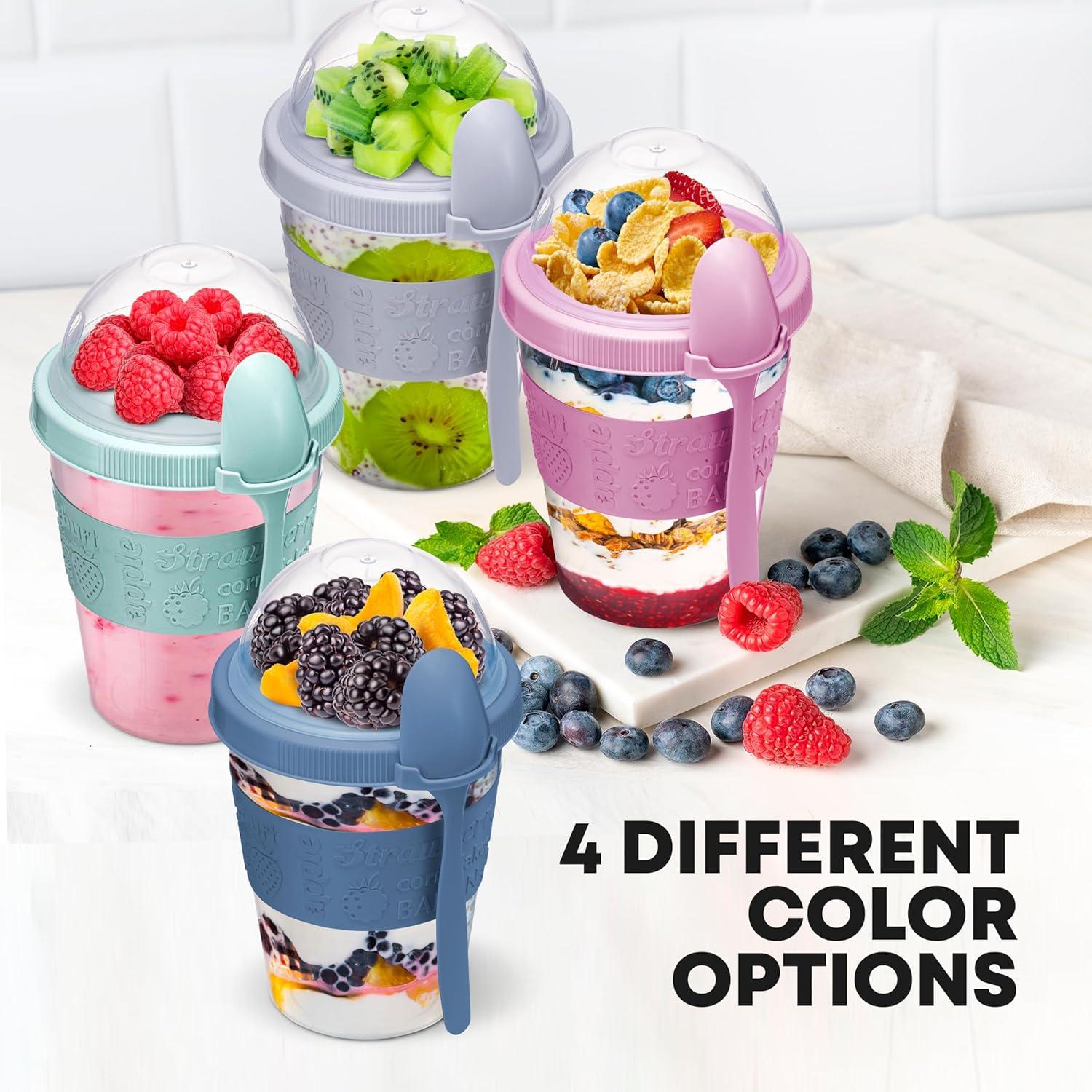 Tazas de Yogur Parfait Tribello 4 Pack 20oz Reutilizables