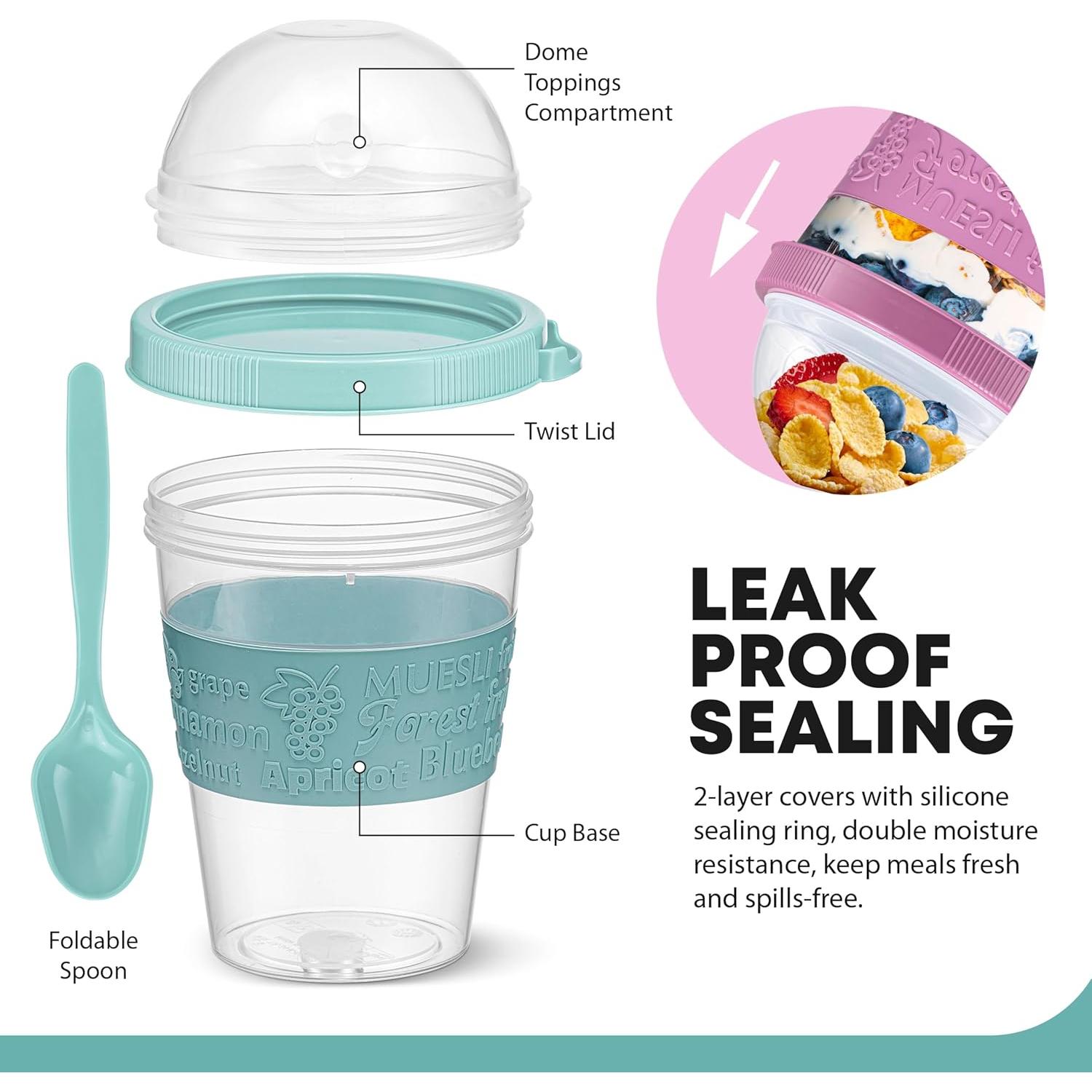 Tazas de Yogur Parfait Tribello 4 Pack 20oz Reutilizables