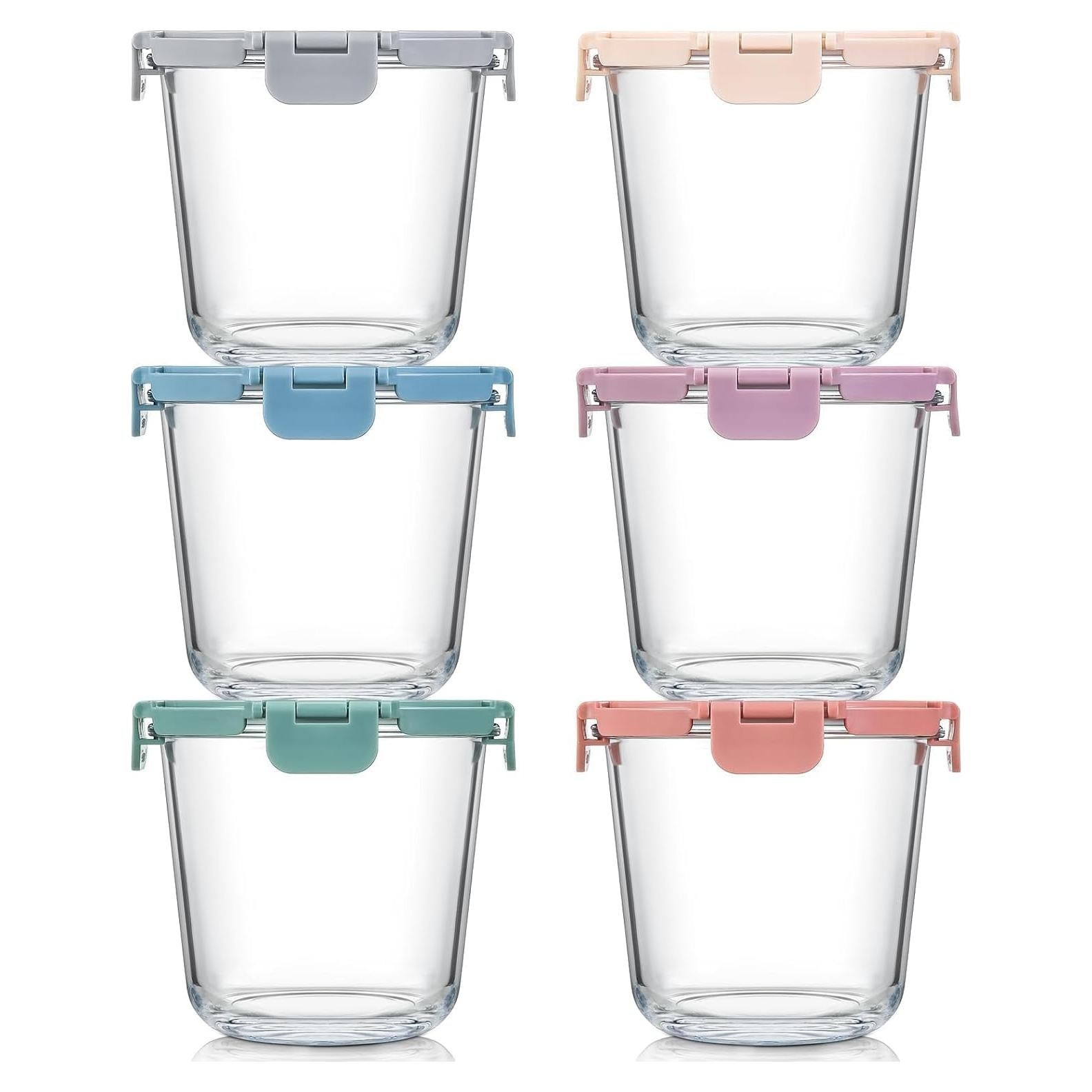 Set de 6 Contenedores de Vidrio 3 Tazas Snuvid - Herméticos y Apto Microondas