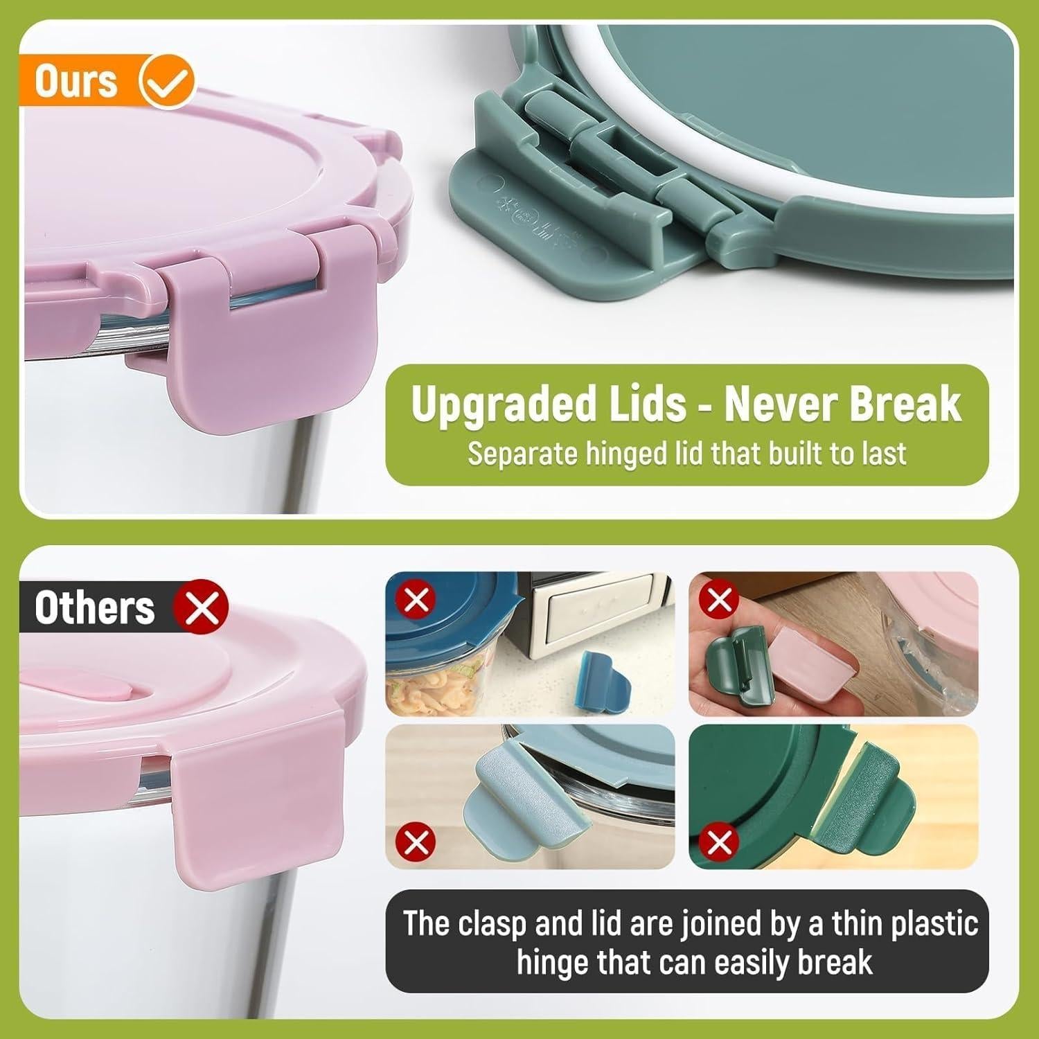 Set de 6 Contenedores de Vidrio 3 Tazas Snuvid - Herméticos y Apto Microondas