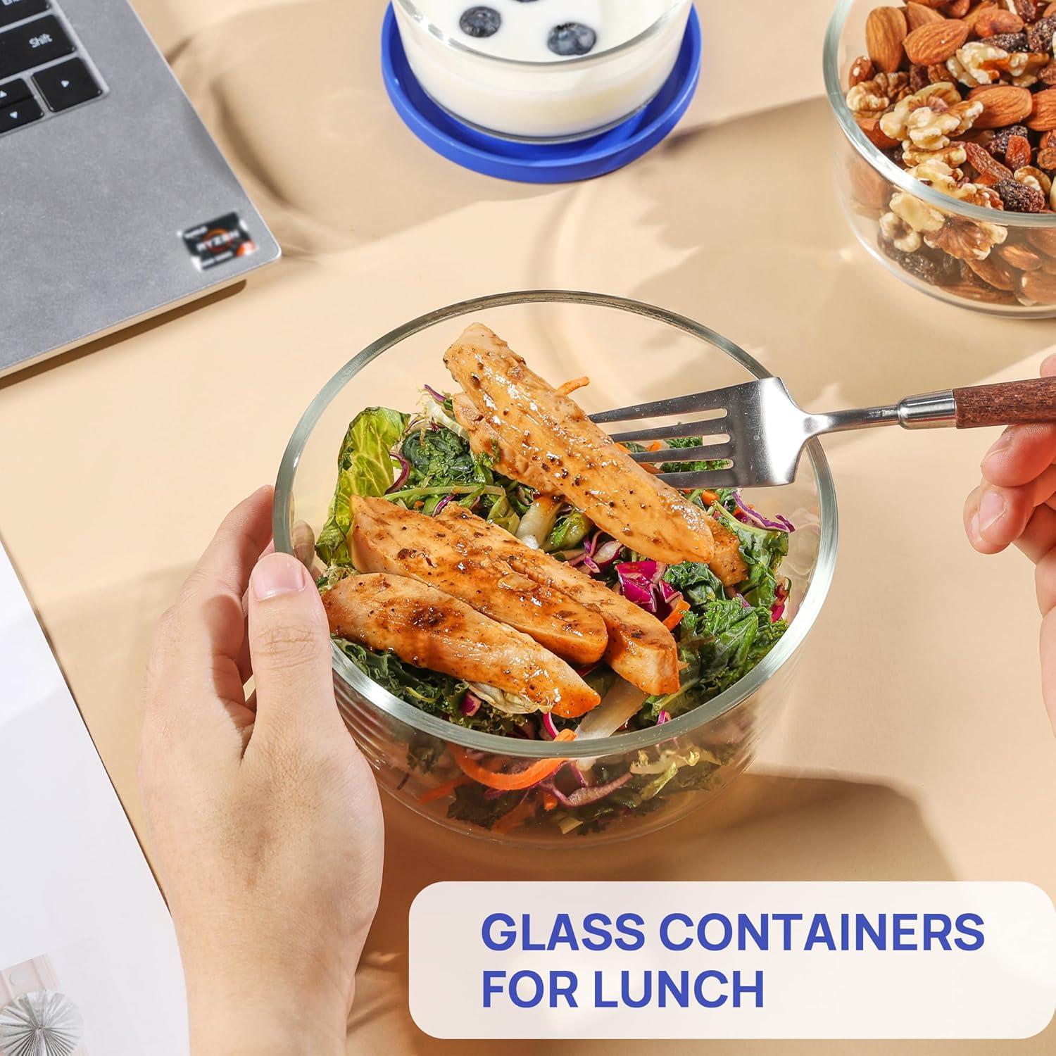 Juego de 4 Tazones de Vidrio Vtopmart con Tapas 1-7 Tazas