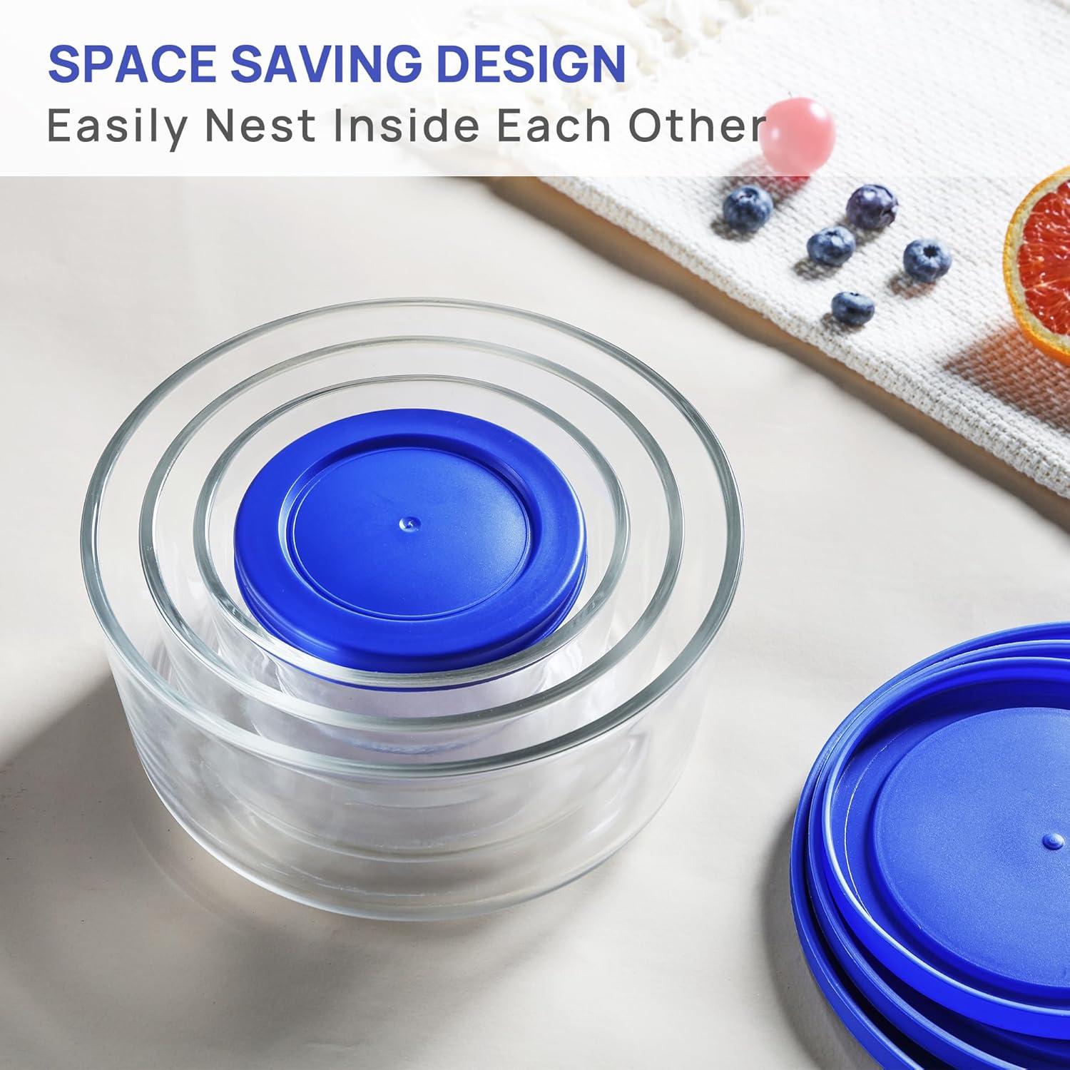 Juego de 4 Tazones de Vidrio Vtopmart con Tapas 1-7 Tazas