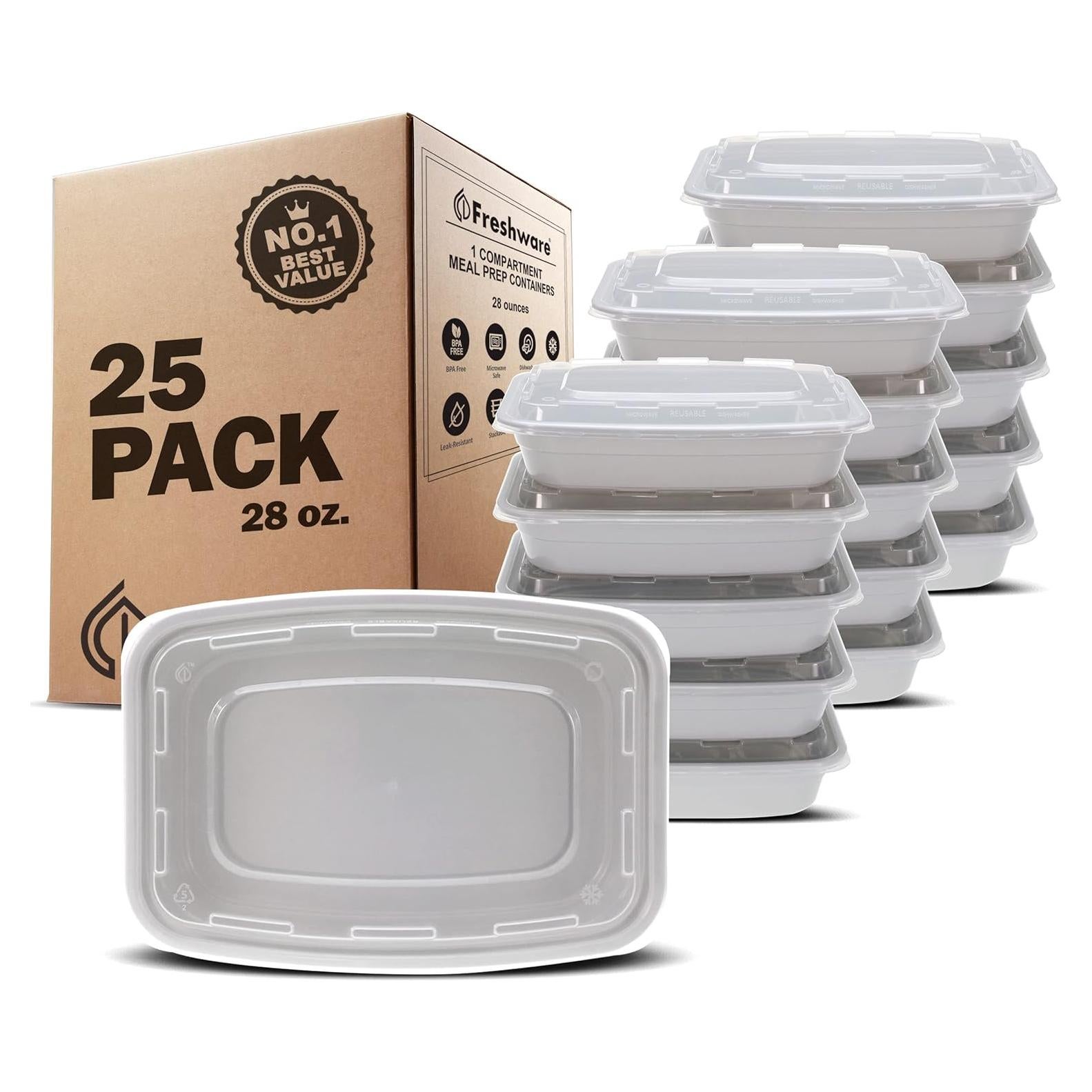 Contenedores de Preparación de Comidas Freshware 25 Pzas 828 ml