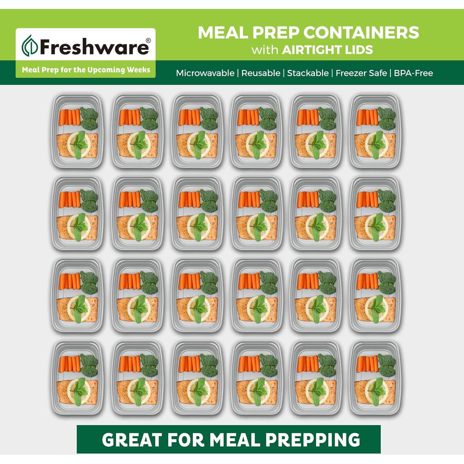 Contenedores de Preparación de Comidas Freshware 25 Pzas 828 ml