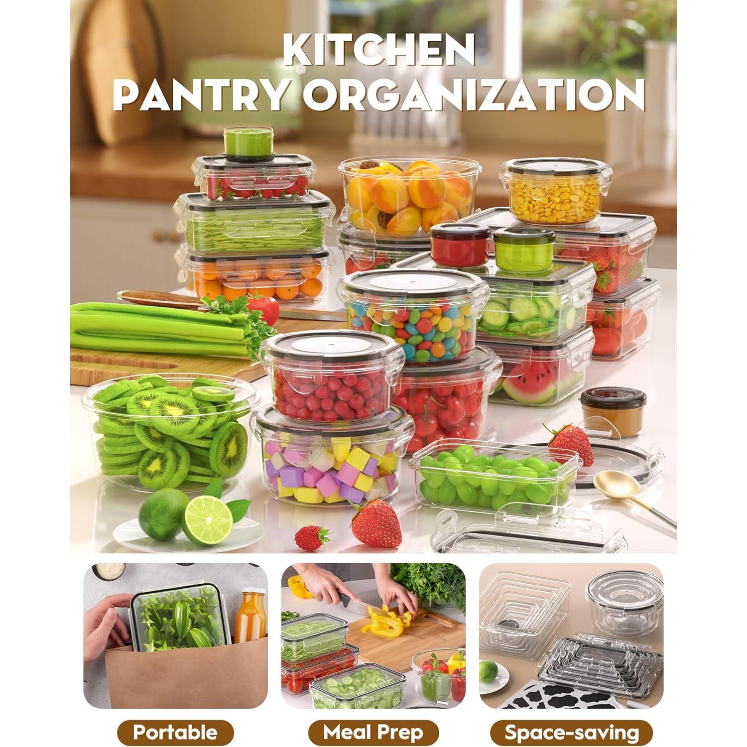 Juego de 40 Contenedores de Almacenamiento BiuLeon Herméticos