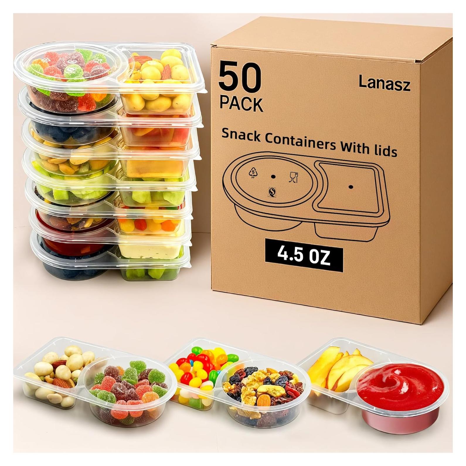 50 Recipientes Reutilizables Lanasz para Bocadillos y Salsas