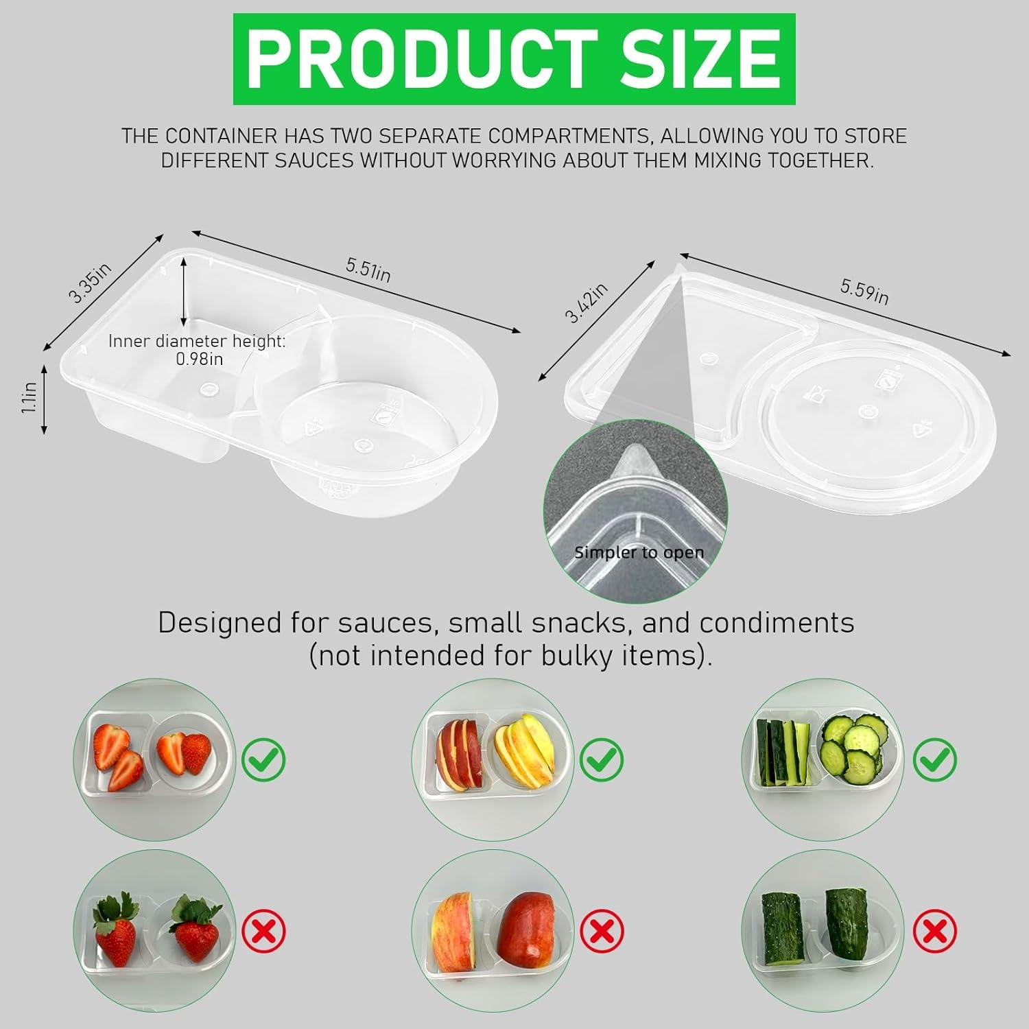 50 Recipientes Reutilizables Lanasz para Bocadillos y Salsas