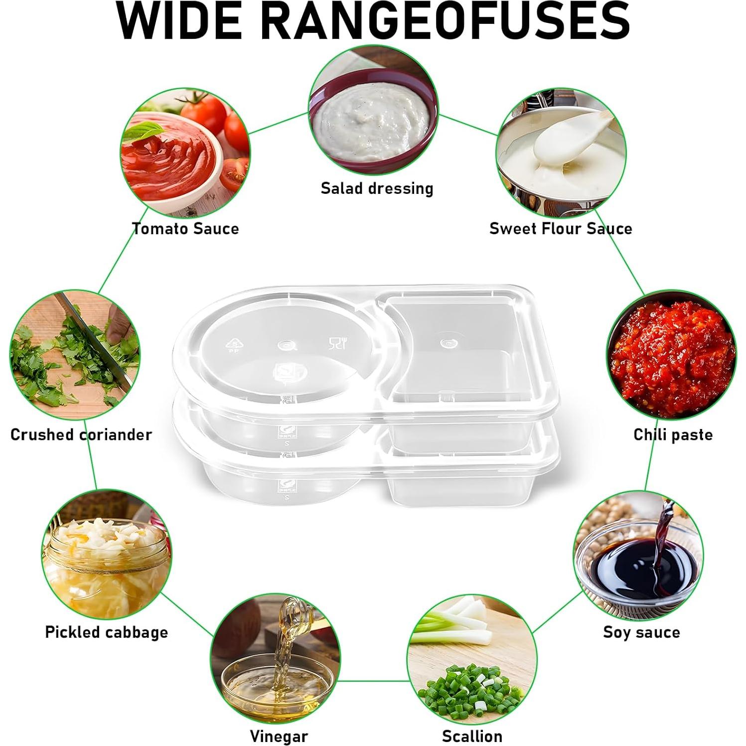 50 Recipientes Reutilizables Lanasz para Bocadillos y Salsas