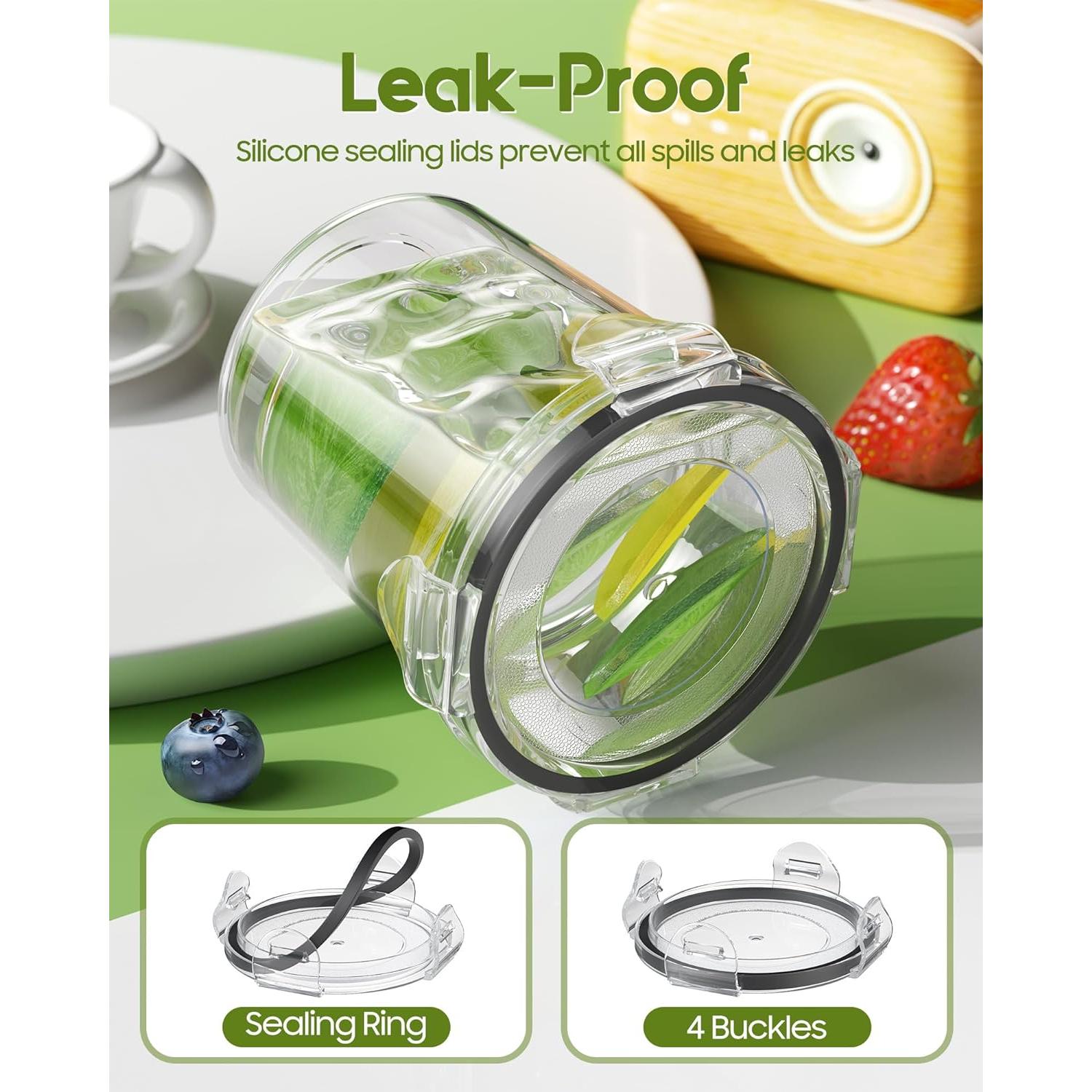 Contenedores de Avena Nocturna Canfanni, 4 Tarros 370ml, BPA Free