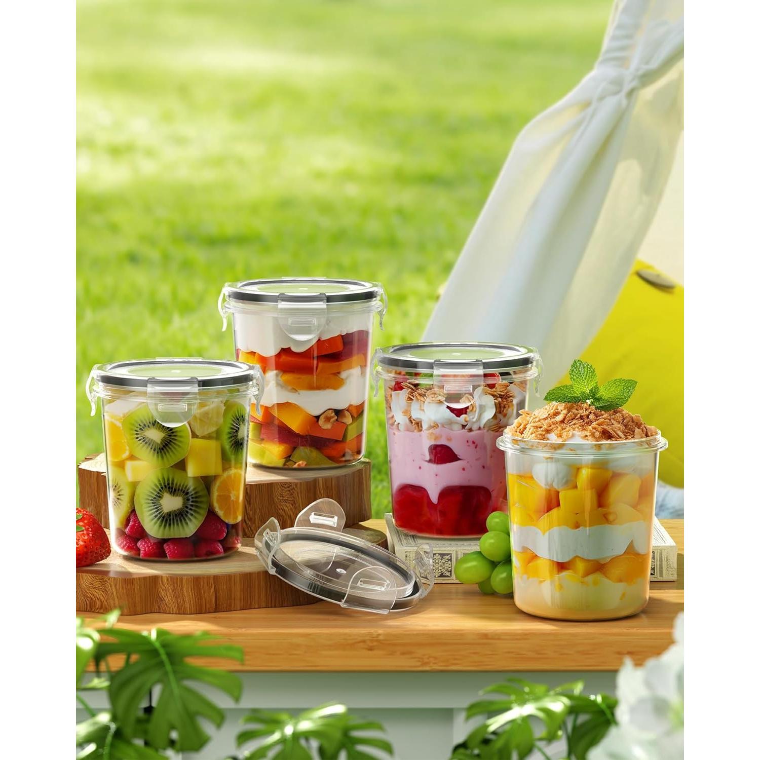 Contenedores de Avena Nocturna Canfanni, 4 Tarros 370ml, BPA Free