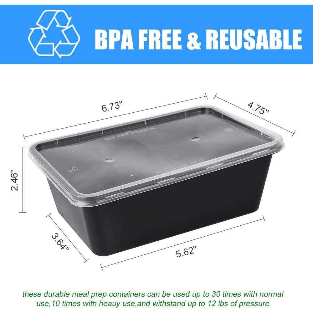 Contenedores de Comida Reutilizables Oranlife 750ml - 50 Unidades