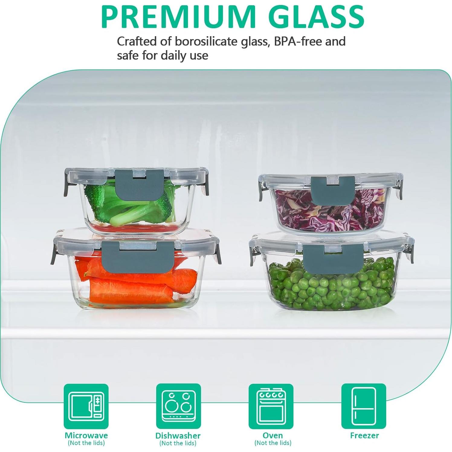 Juego de 24 Contenedores de Almacenamiento de Vidrio KOMUEE