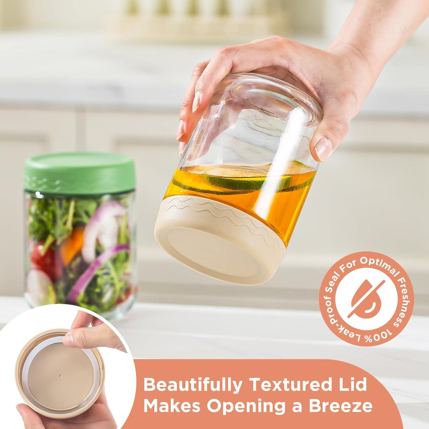 Tarros de Vidrio DRKIO 16 Oz - 6 Piezas con Tapas Herméticas