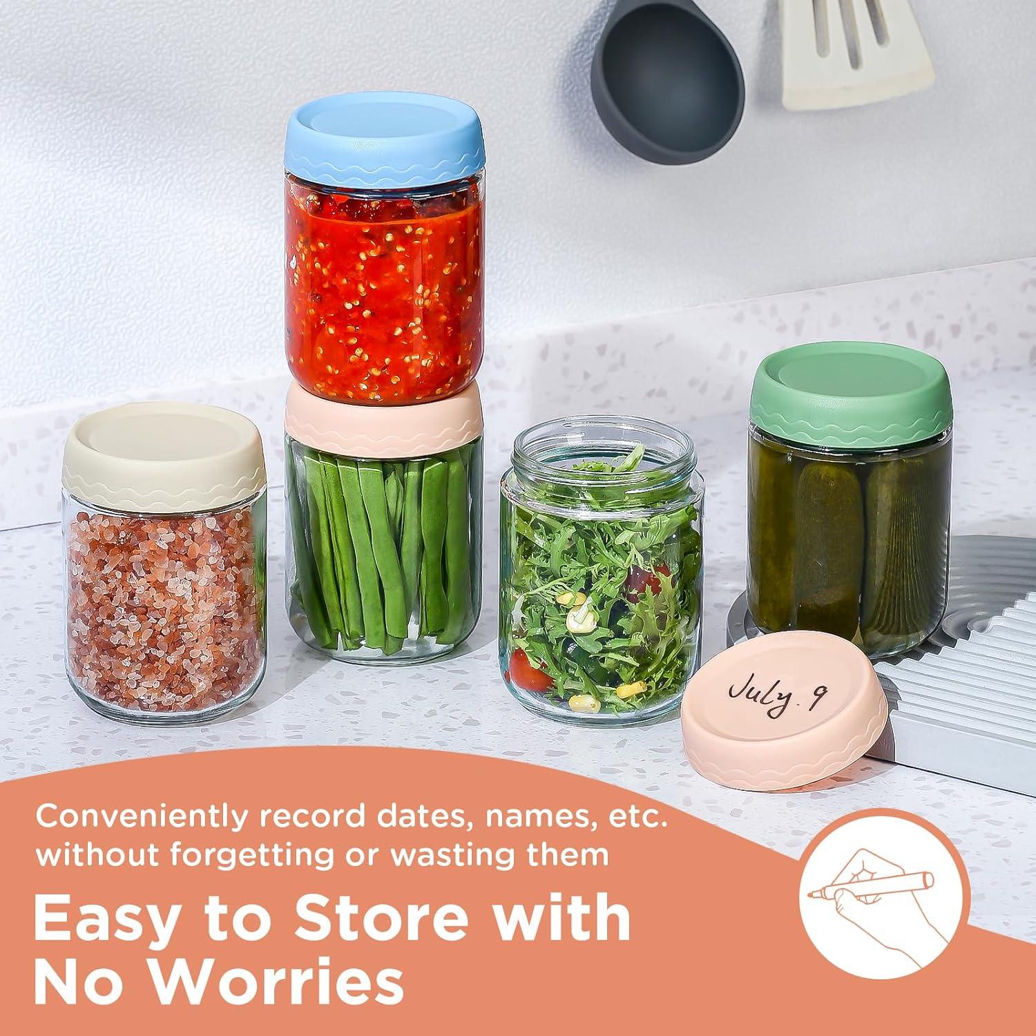 Tarros de Vidrio DRKIO 16 Oz - 6 Piezas con Tapas Herméticas