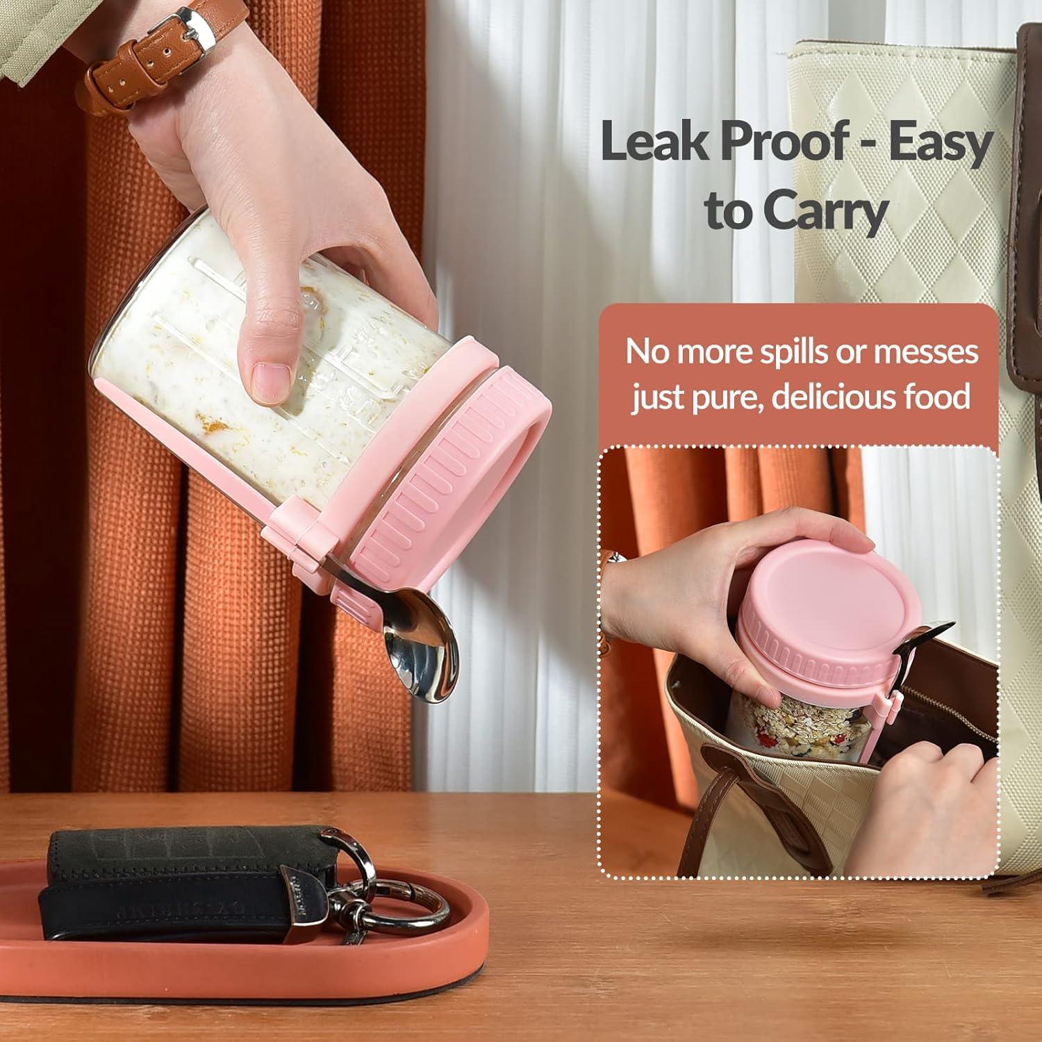 Contenedores de Avena Nocturna DRKIO 4 Piezas 473ml Vidrio