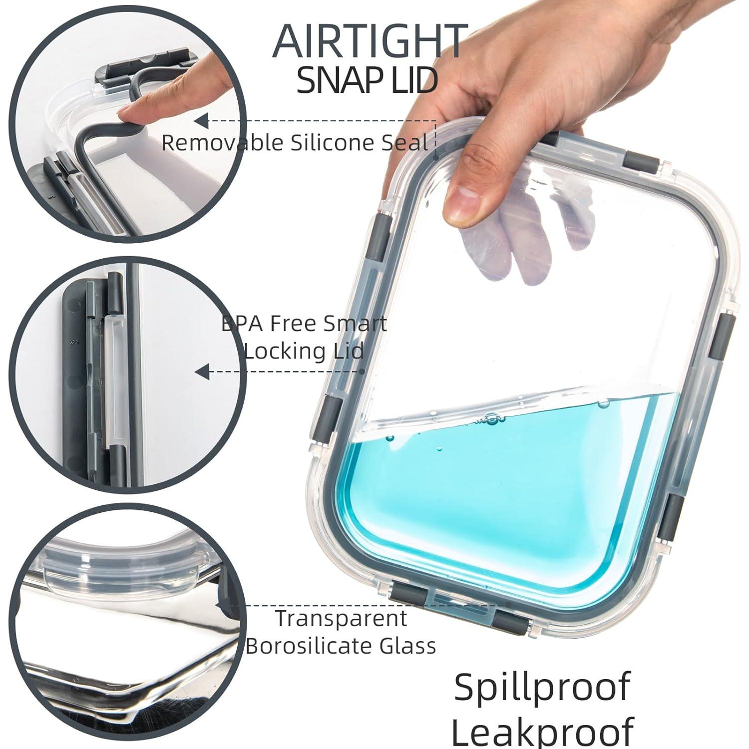 Contenedores de Vidrio UMEIED - 10 Piezas Rectangulares 1007ml y 355ml