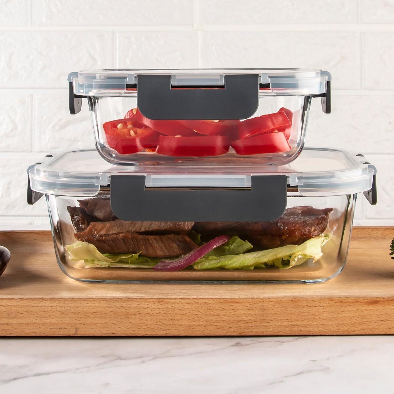 Contenedores de Vidrio UMEIED - 10 Piezas Rectangulares 1007ml y 355ml