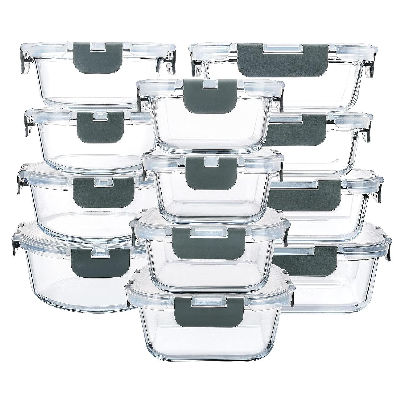 Juego de 24 Contenedores de Almacenamiento de Vidrio M MCIRCO