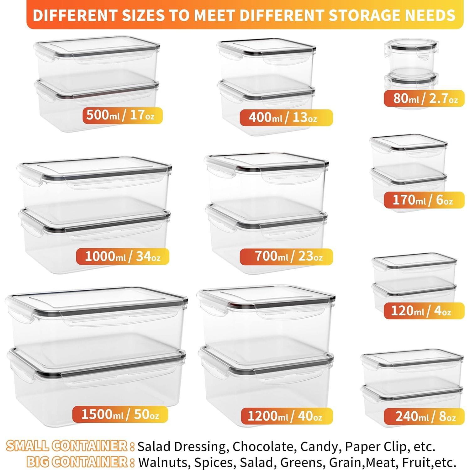 40 Contenedores de Almacenamiento GEIKR Herméticos Sin BPA