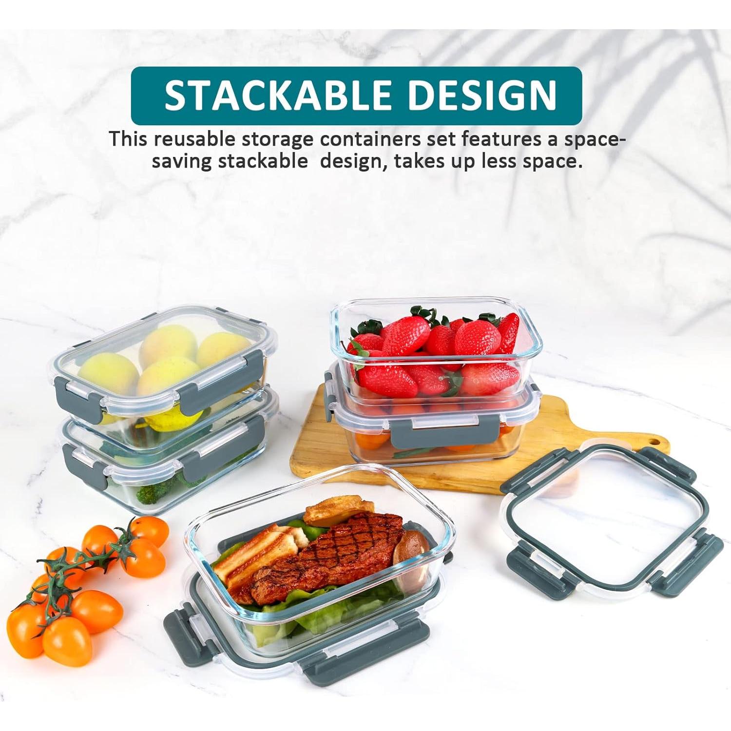 Contenedores de Vidrio MCIRCO 5 Pack 30 Oz A Prueba de Aire