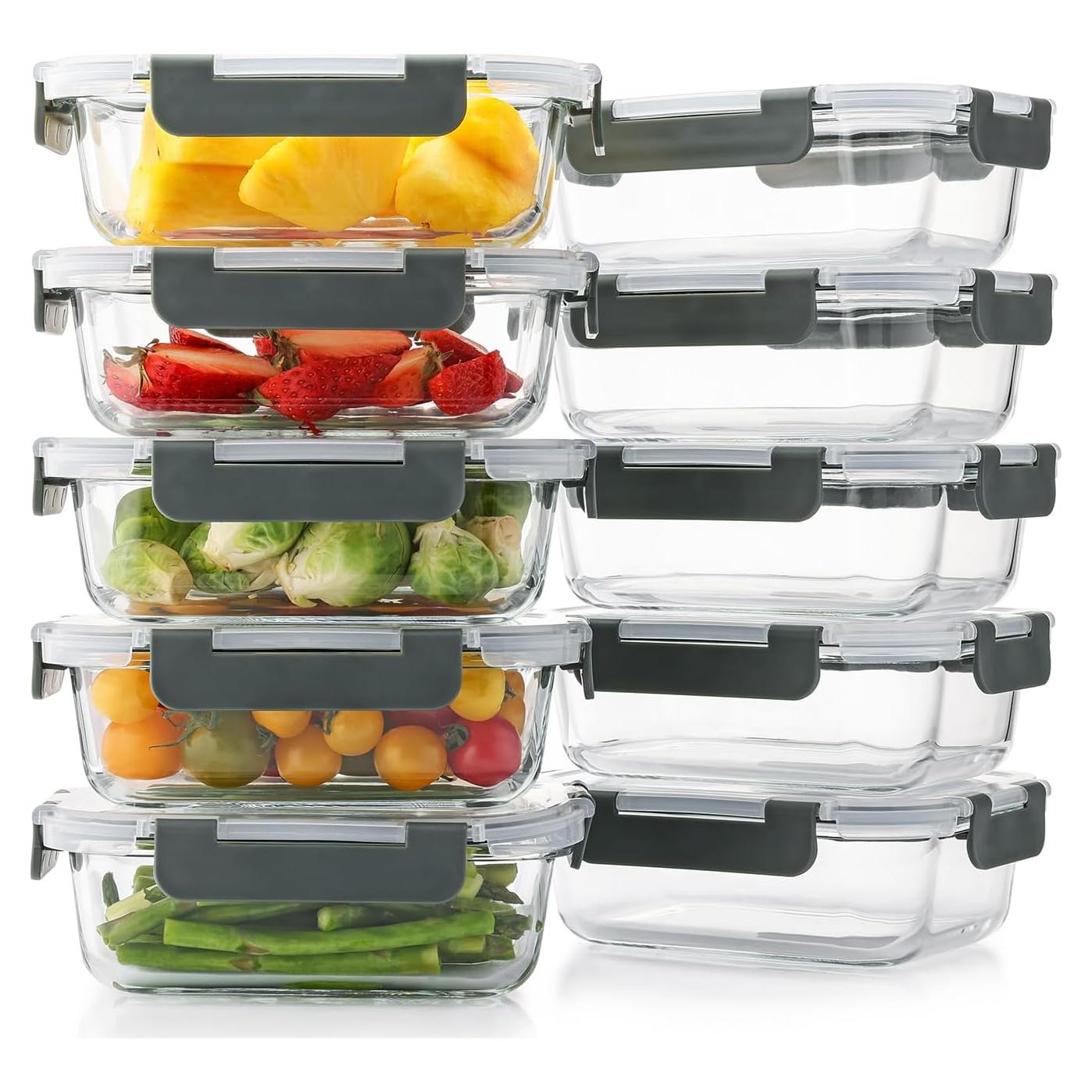 Paquete de 10 Contenedores de Vidrio 22 Oz Cuiselect - Apto Microondas