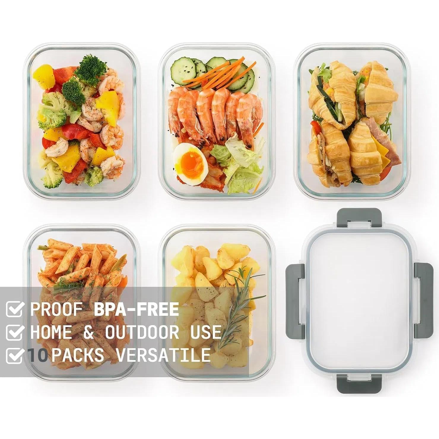 Paquete de 10 Contenedores de Vidrio 22 Oz Cuiselect - Apto Microondas