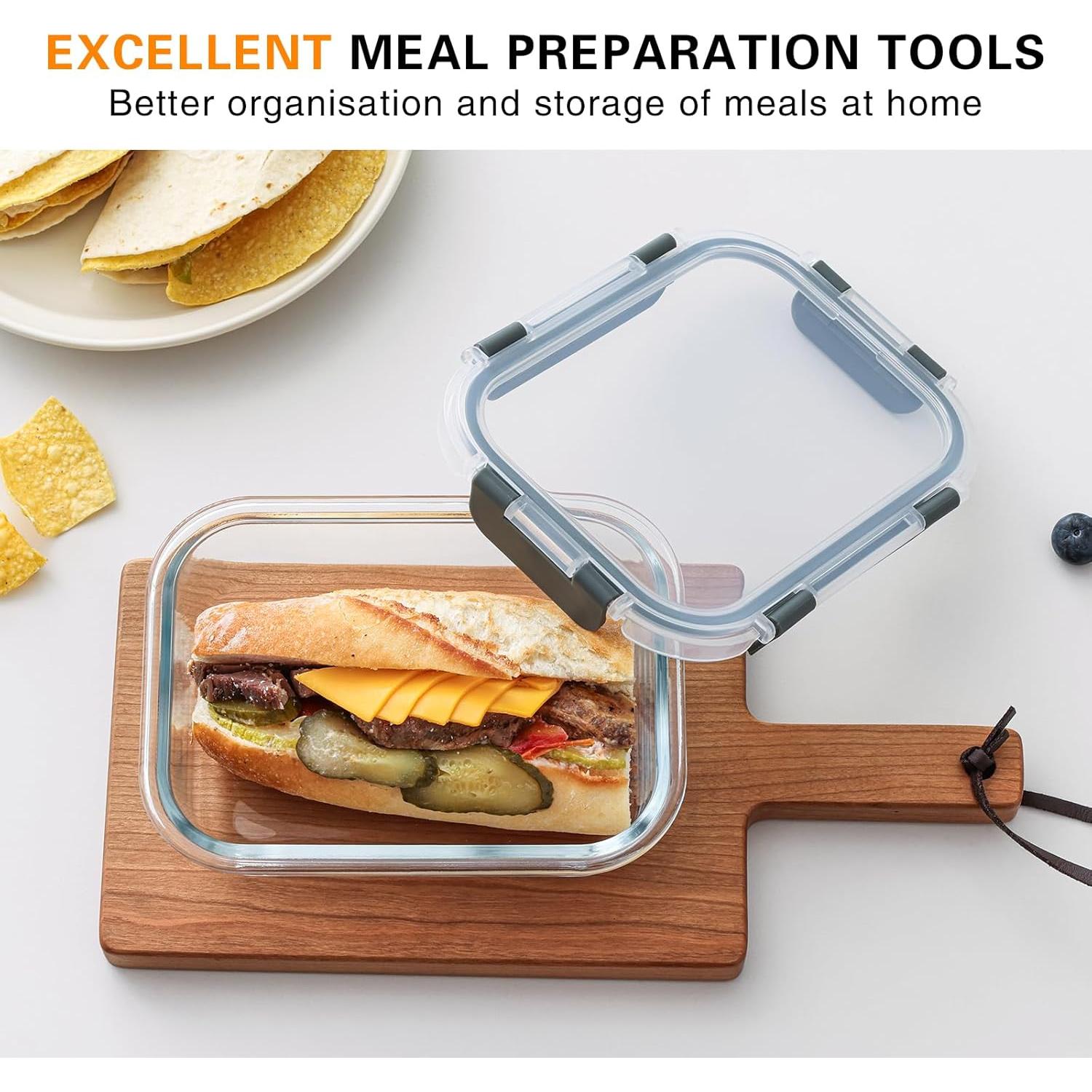 Paquete de 10 Contenedores de Vidrio 22 Oz Cuiselect - Apto Microondas