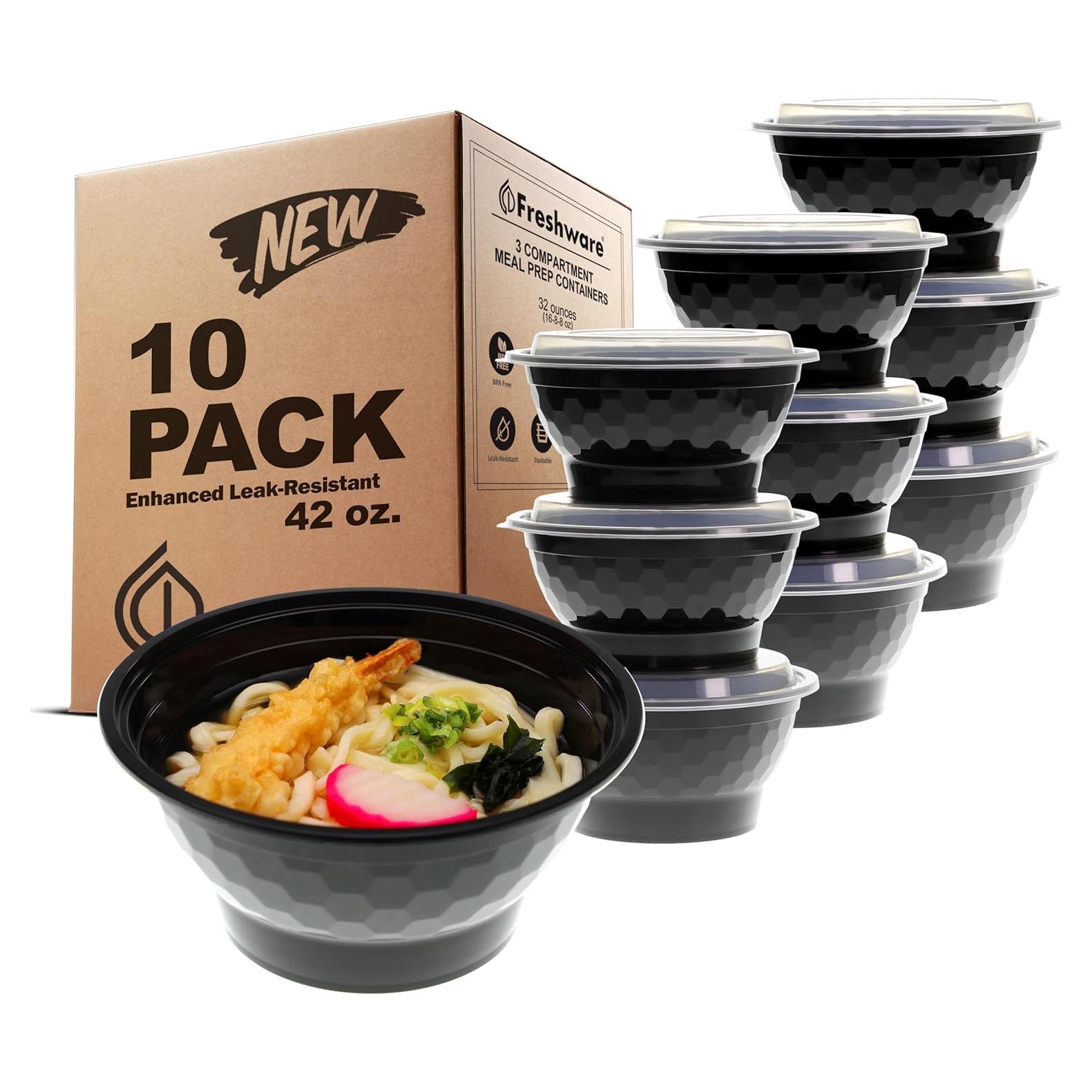 Contenedores de Preparación de Comidas Freshware 1240 ml - Paquete de 10